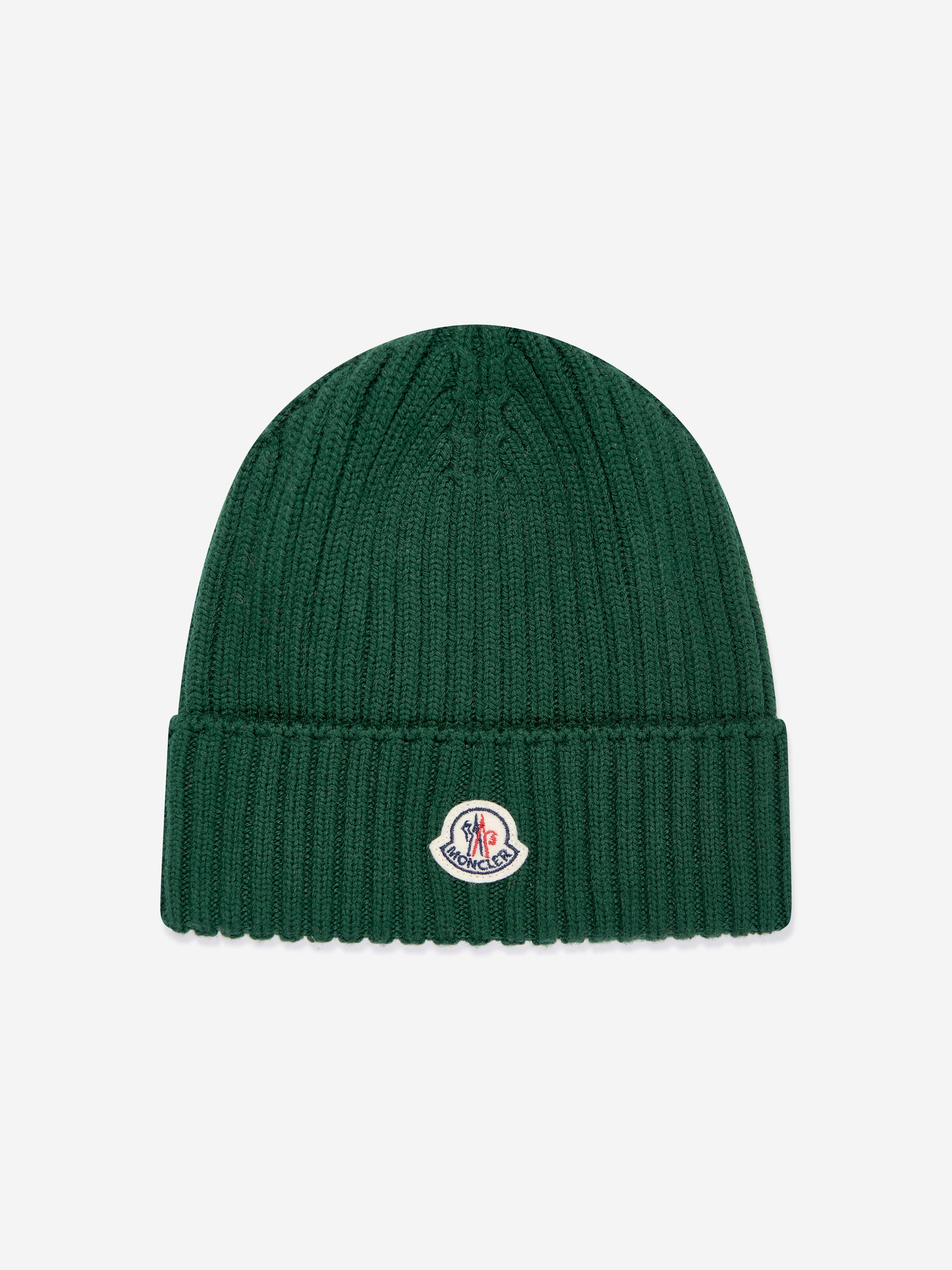 Moncler Enfant Boys Wool Beanie Hat in Green