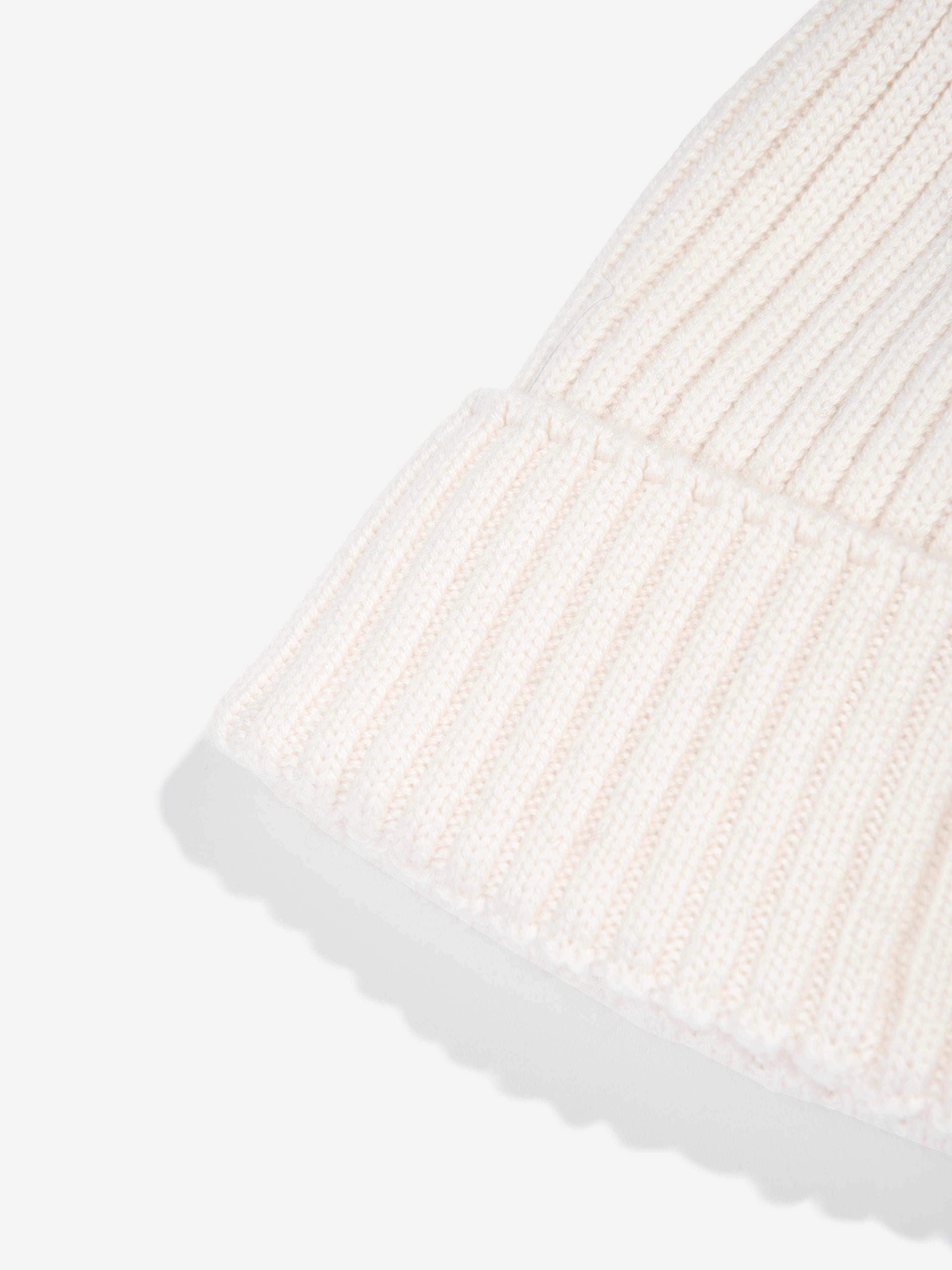 Moncler Enfant Girls Wool Beanie Hat in Ivory