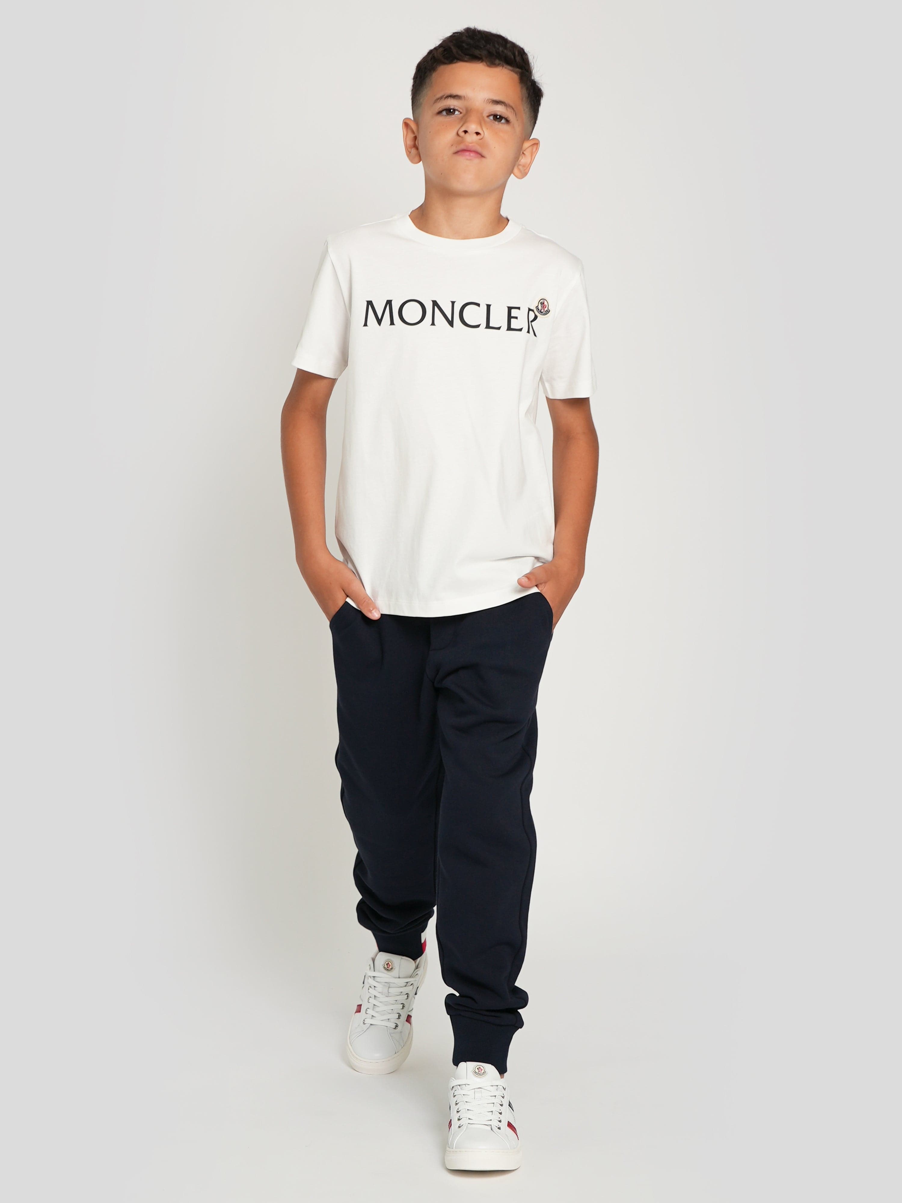 Moncler Enfant Boys Logo T-Shirt in Ivory