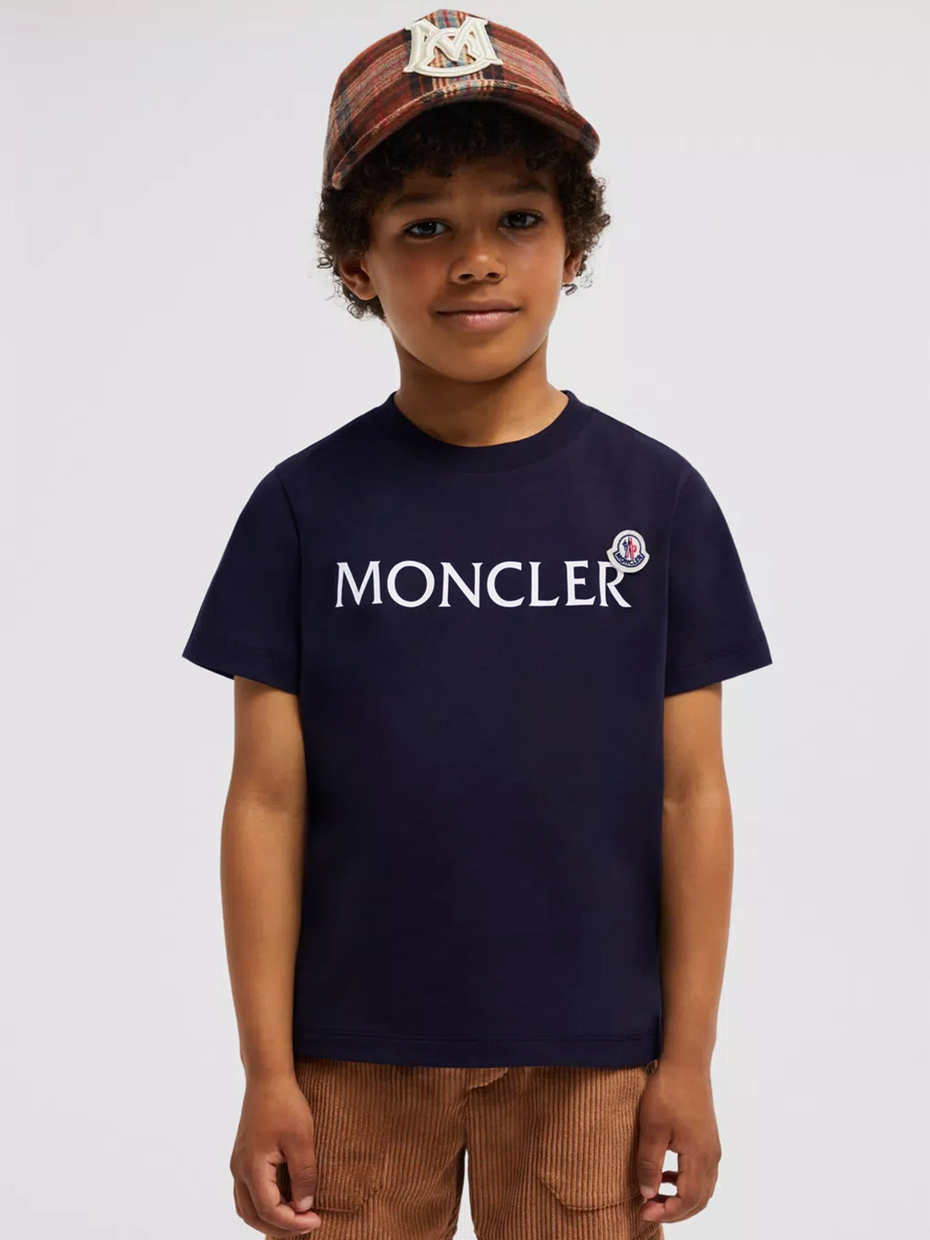 Moncler Enfant Boys Logo T-Shirt in Navy