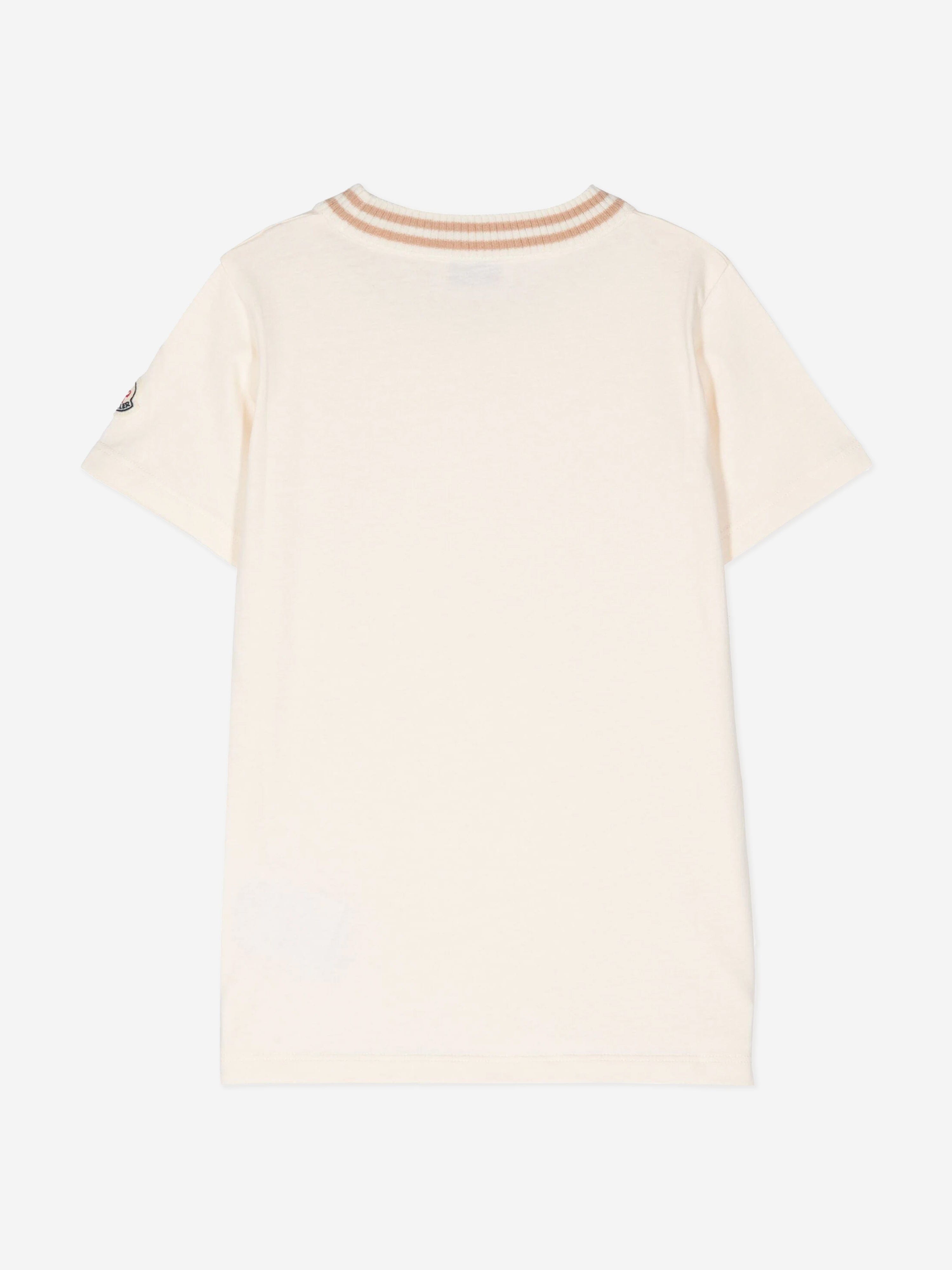 Moncler Enfant Girls Logo T-Shirt in Ivory