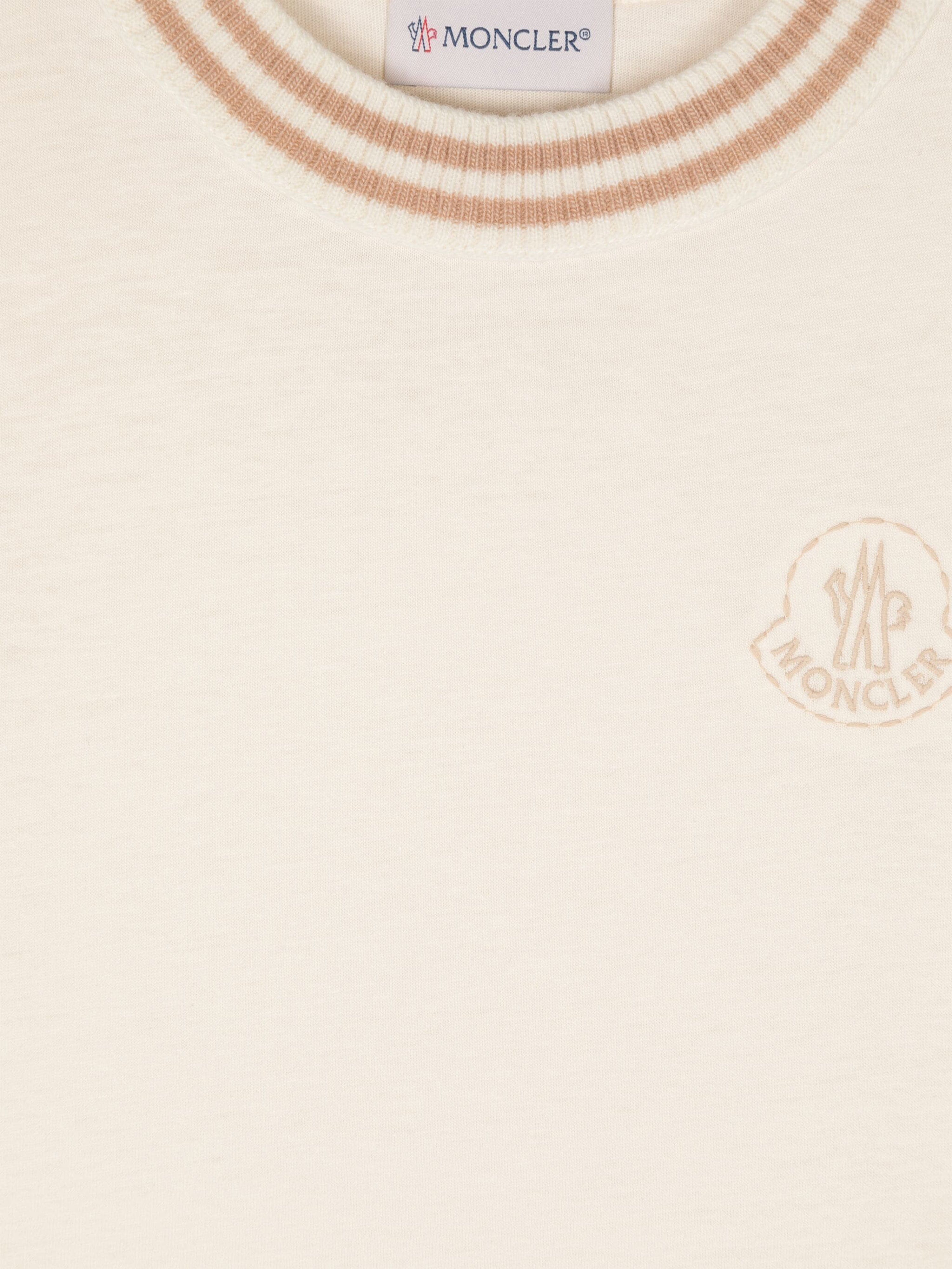 Moncler Enfant Girls Logo T-Shirt in Ivory