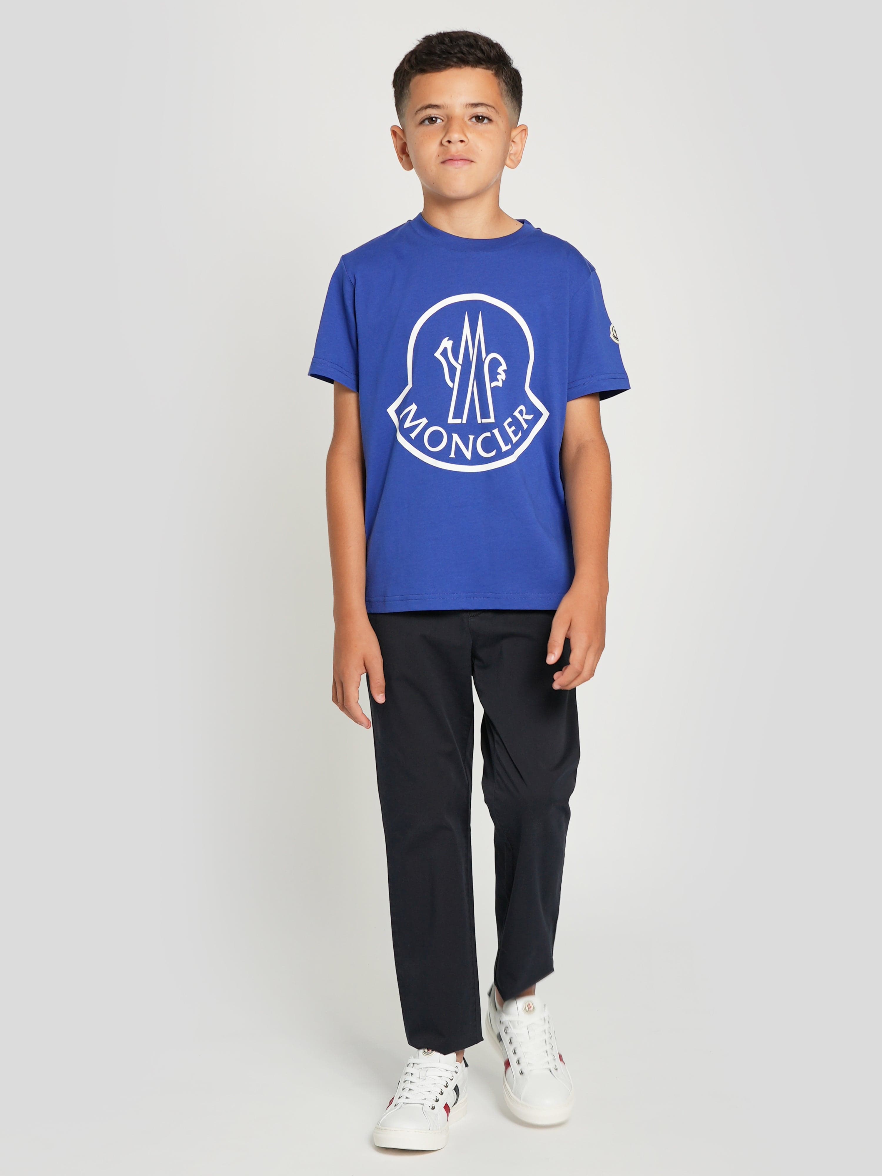 Moncler Enfant Boys Logo T-Shirt in Blue