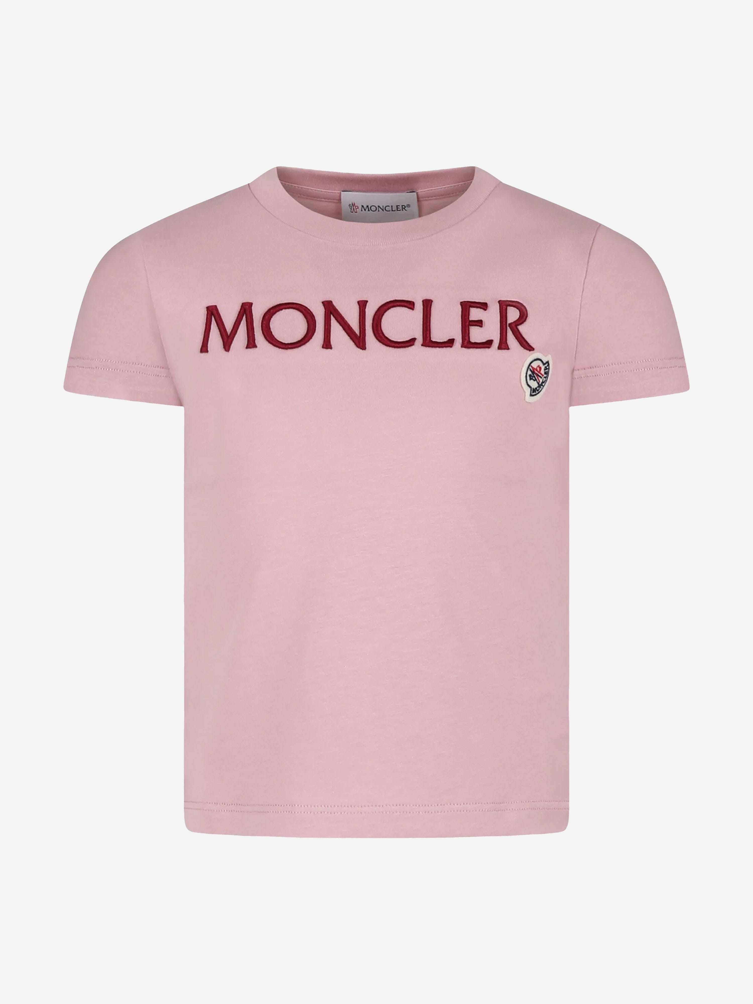 Moncler Enfant Girls Logo T-Shirt in Pink