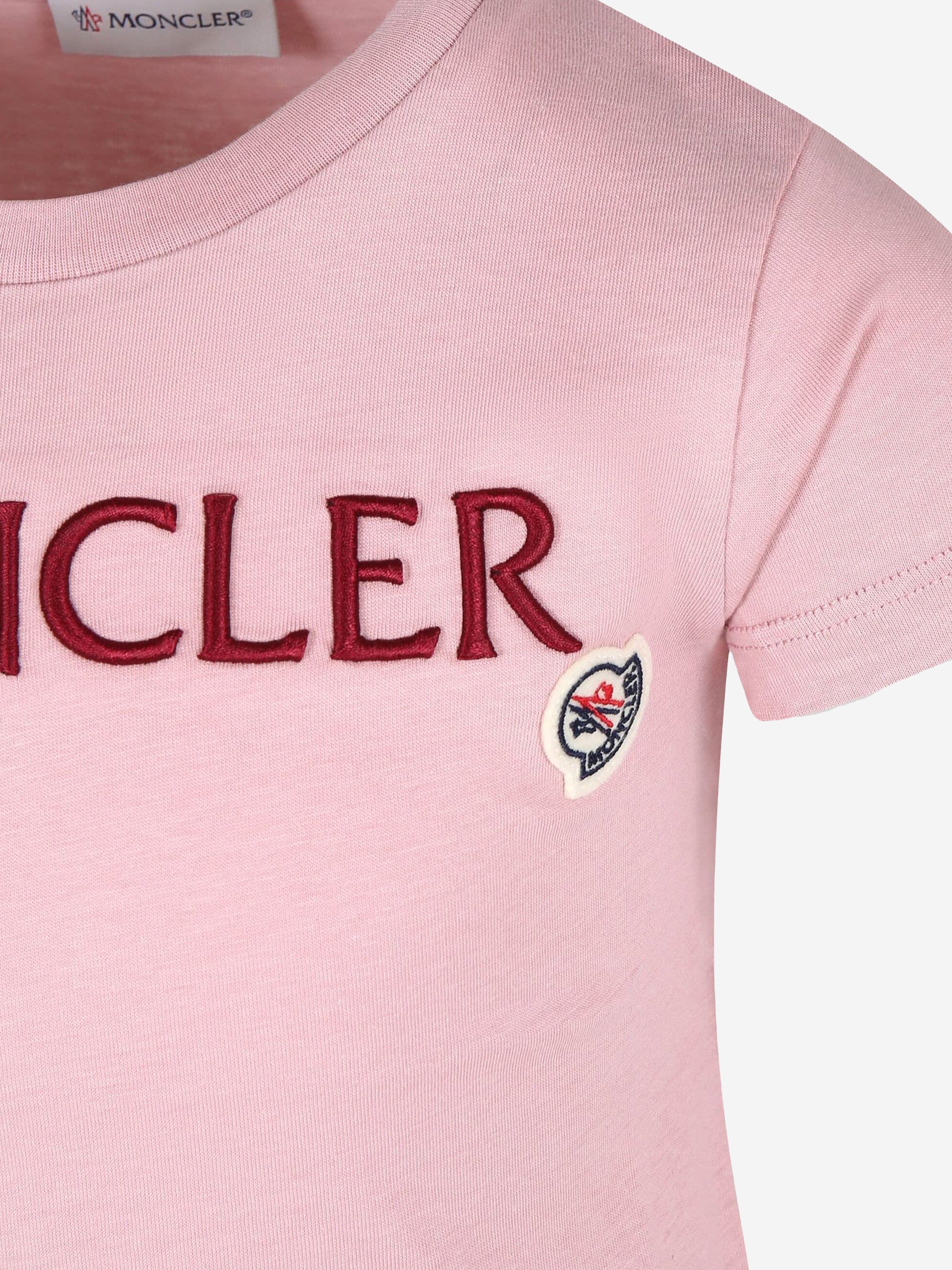 Moncler Enfant Girls Logo T-Shirt in Pink