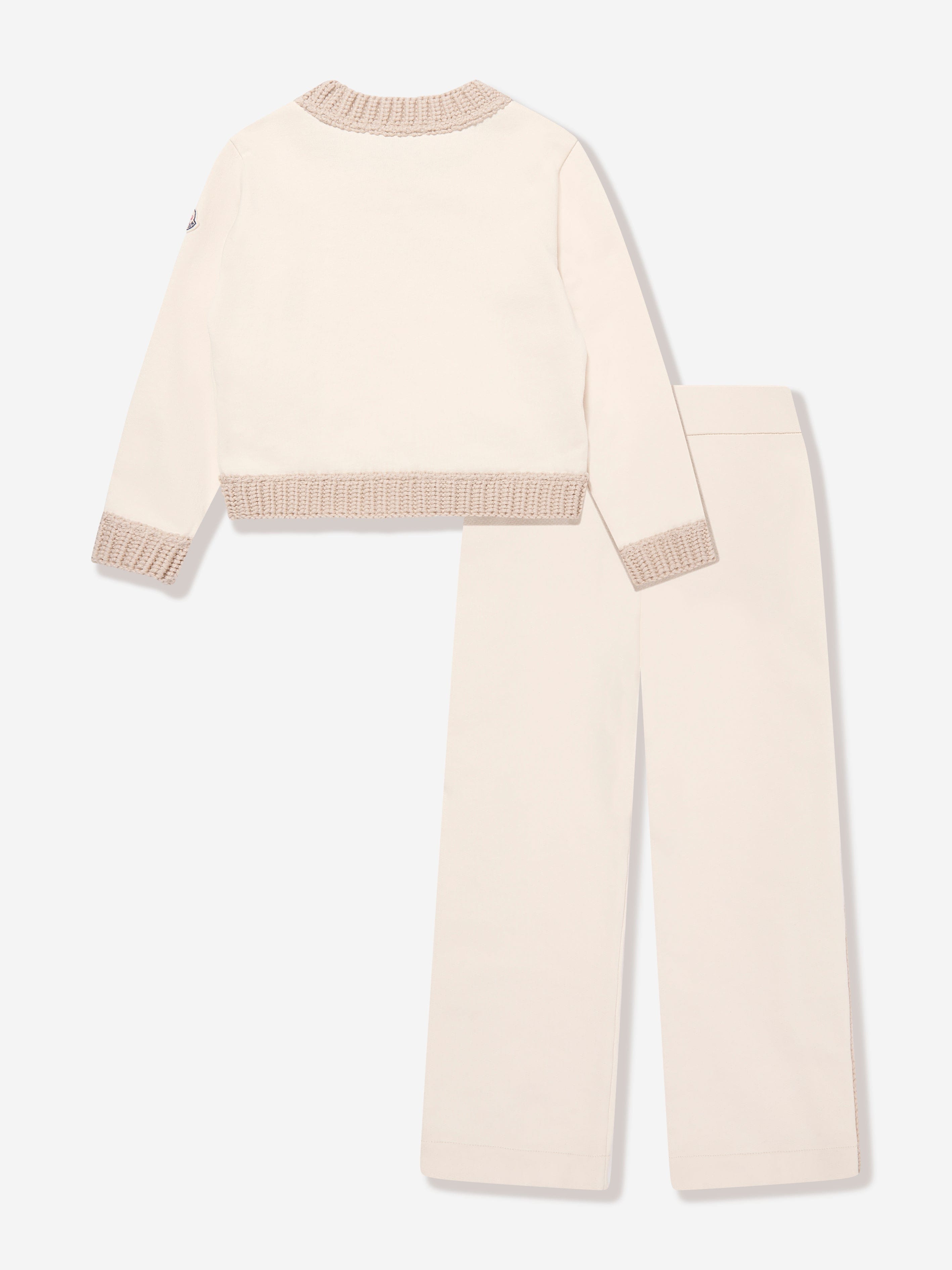 Moncler Enfant Girls Knitted Trouser Set in Ivory