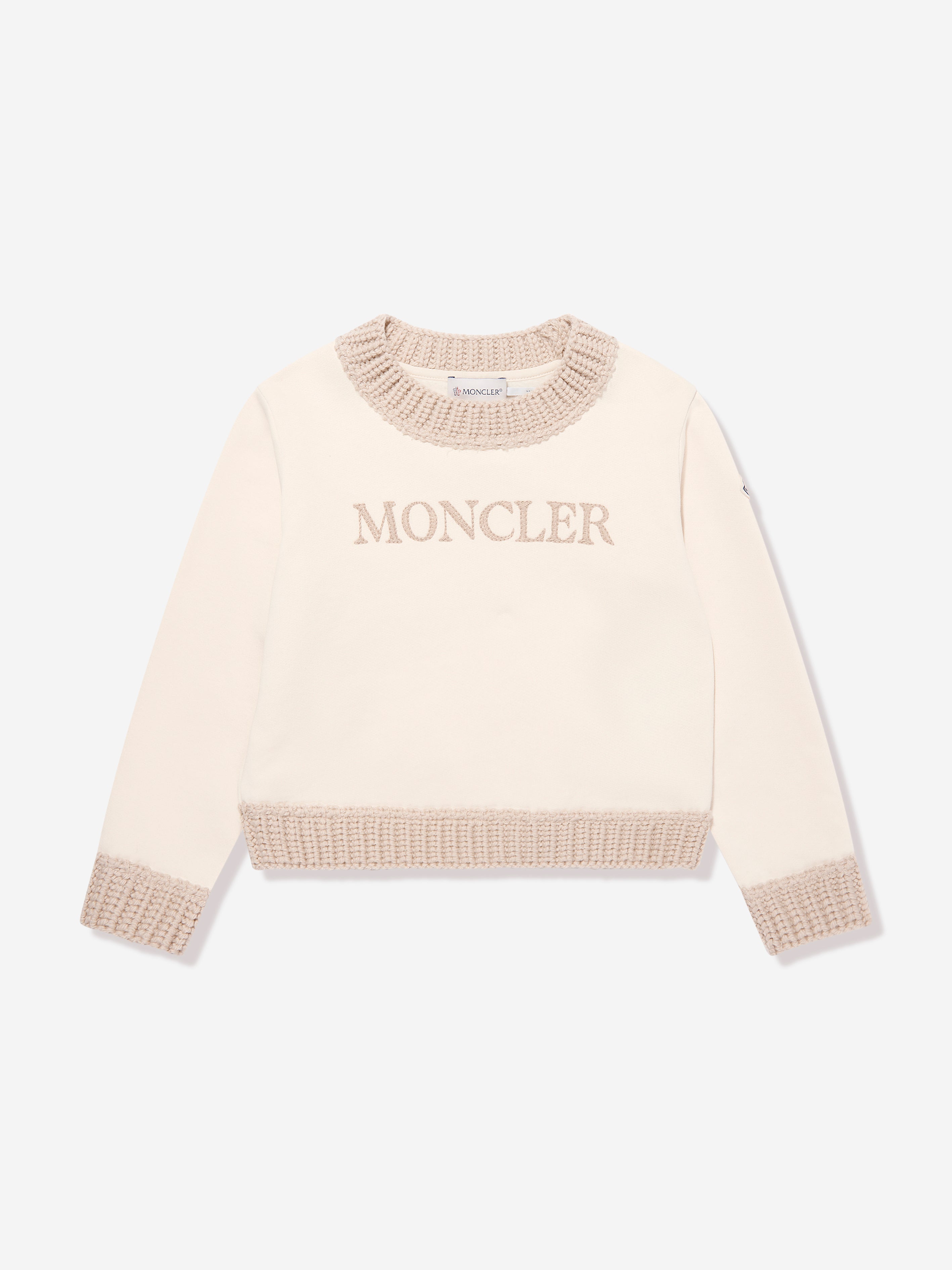 Moncler Enfant Girls Knitted Trouser Set in Ivory