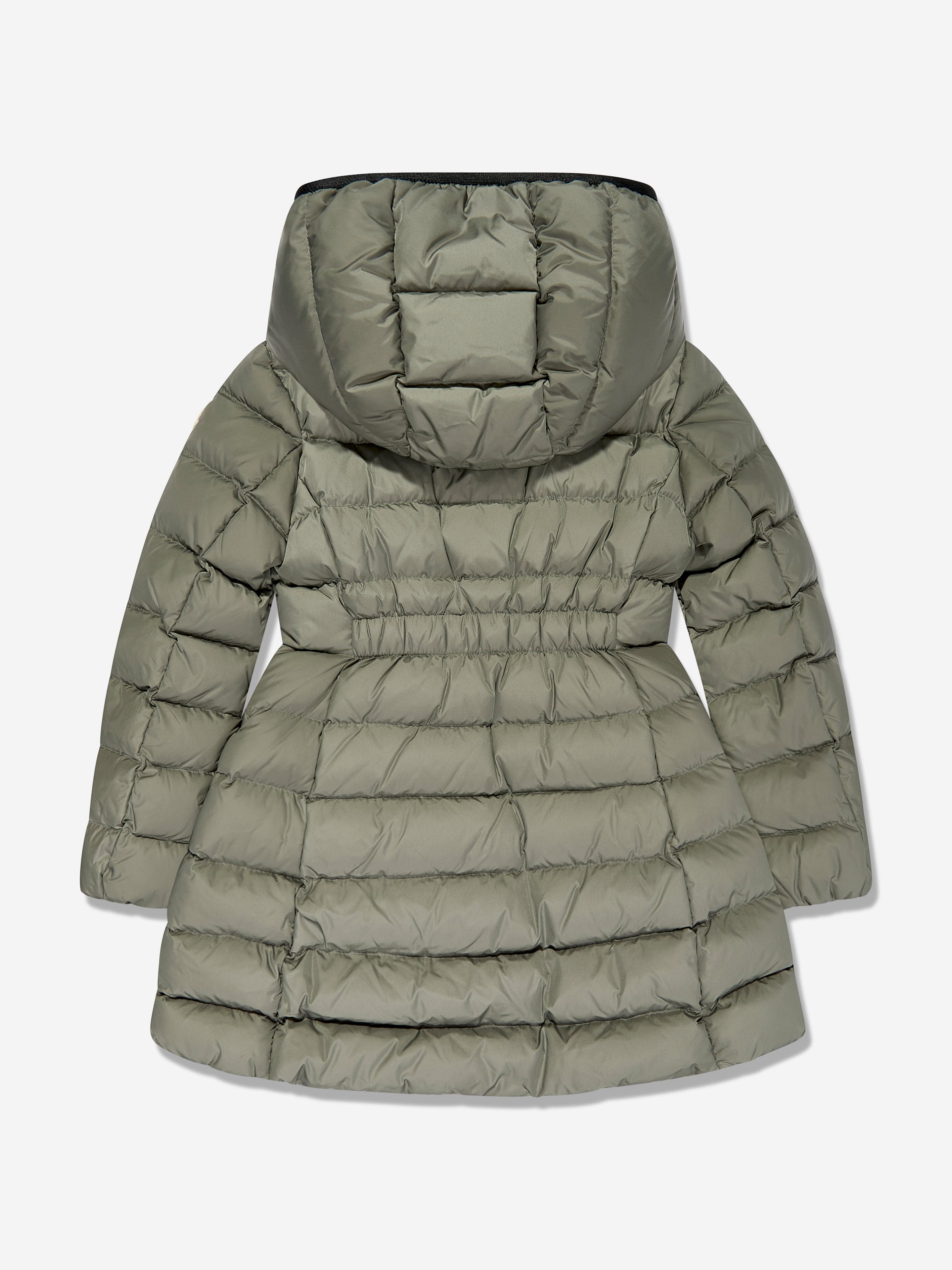 Moncler Enfant Girls Down Padded Charpal Long Coat in Green