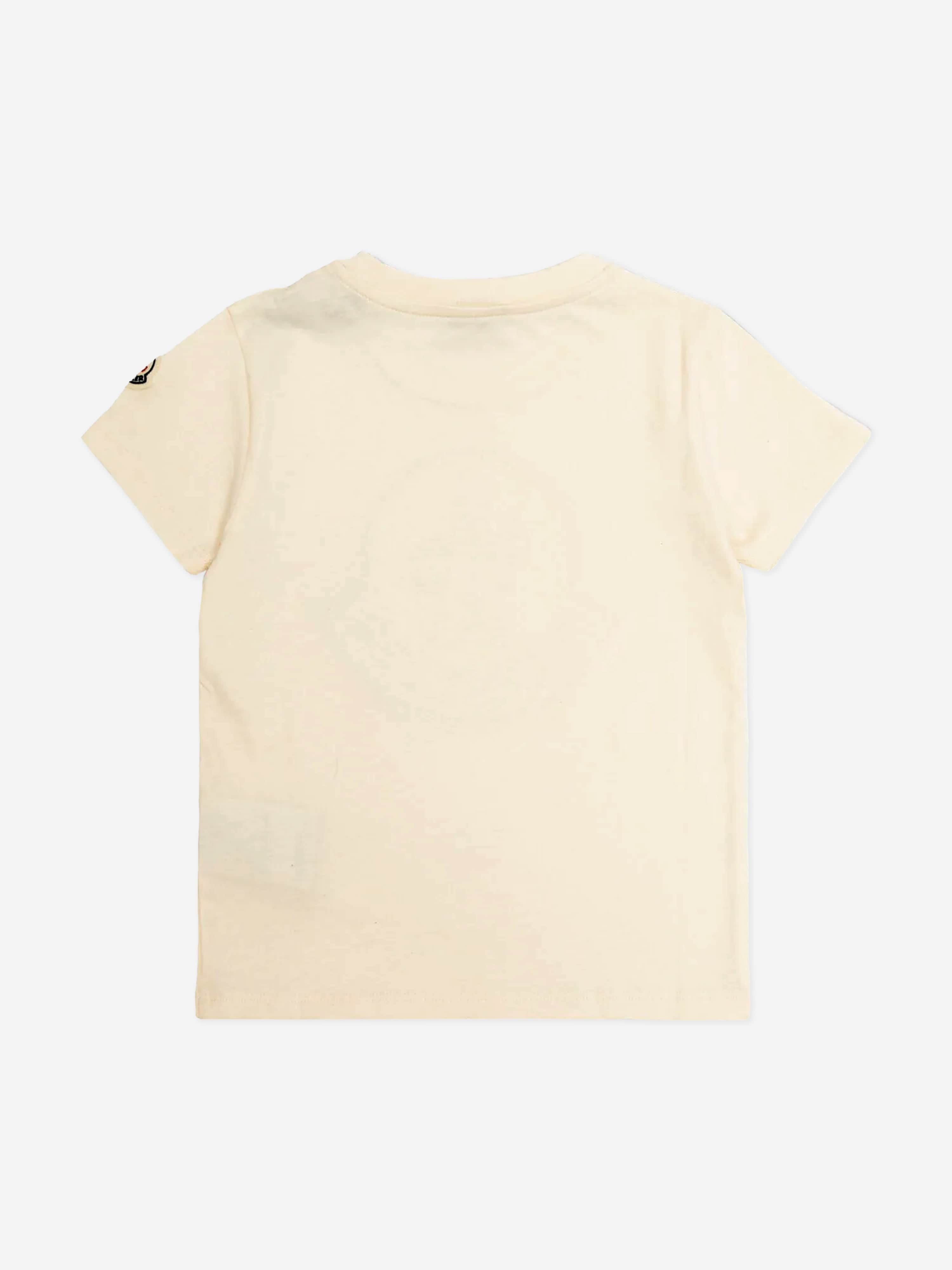 Moncler Enfant Girls Logo T-Shirt in Ivory