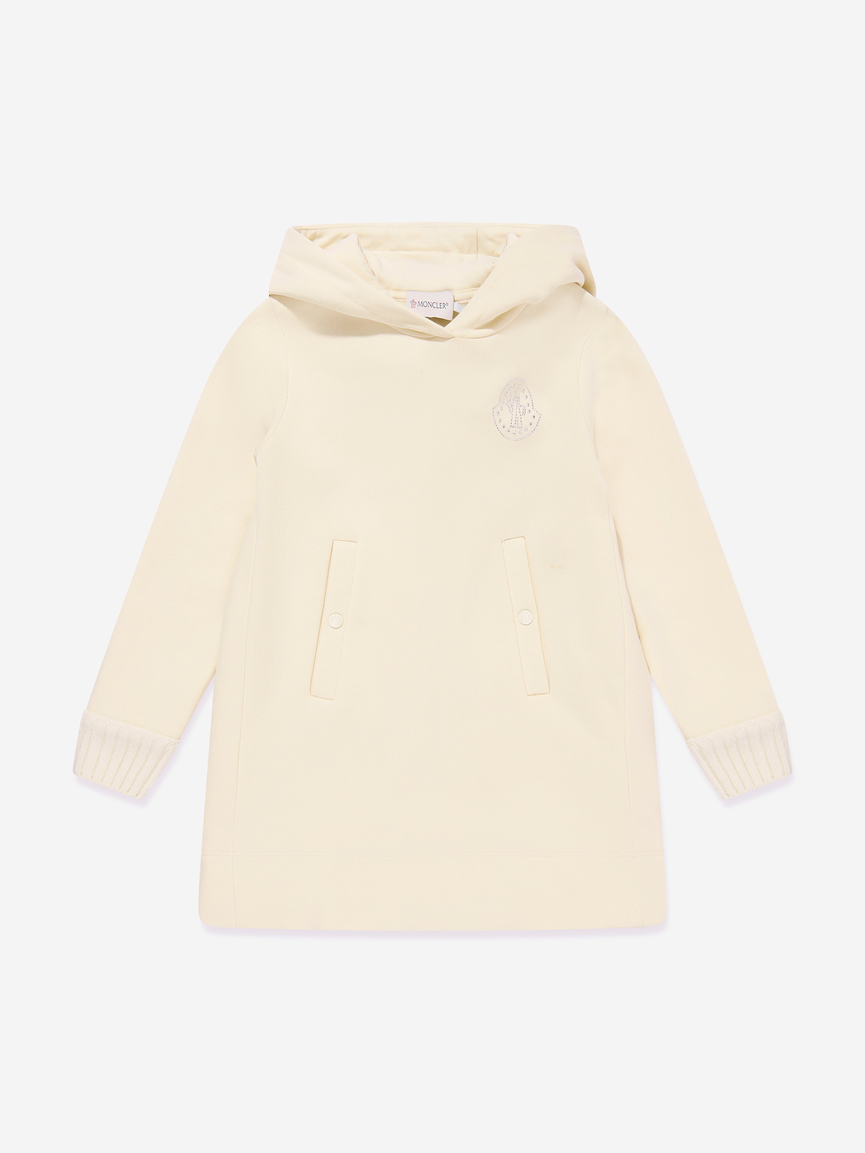 Moncler Enfant Girls Hooded Sweater Dress in Ivory