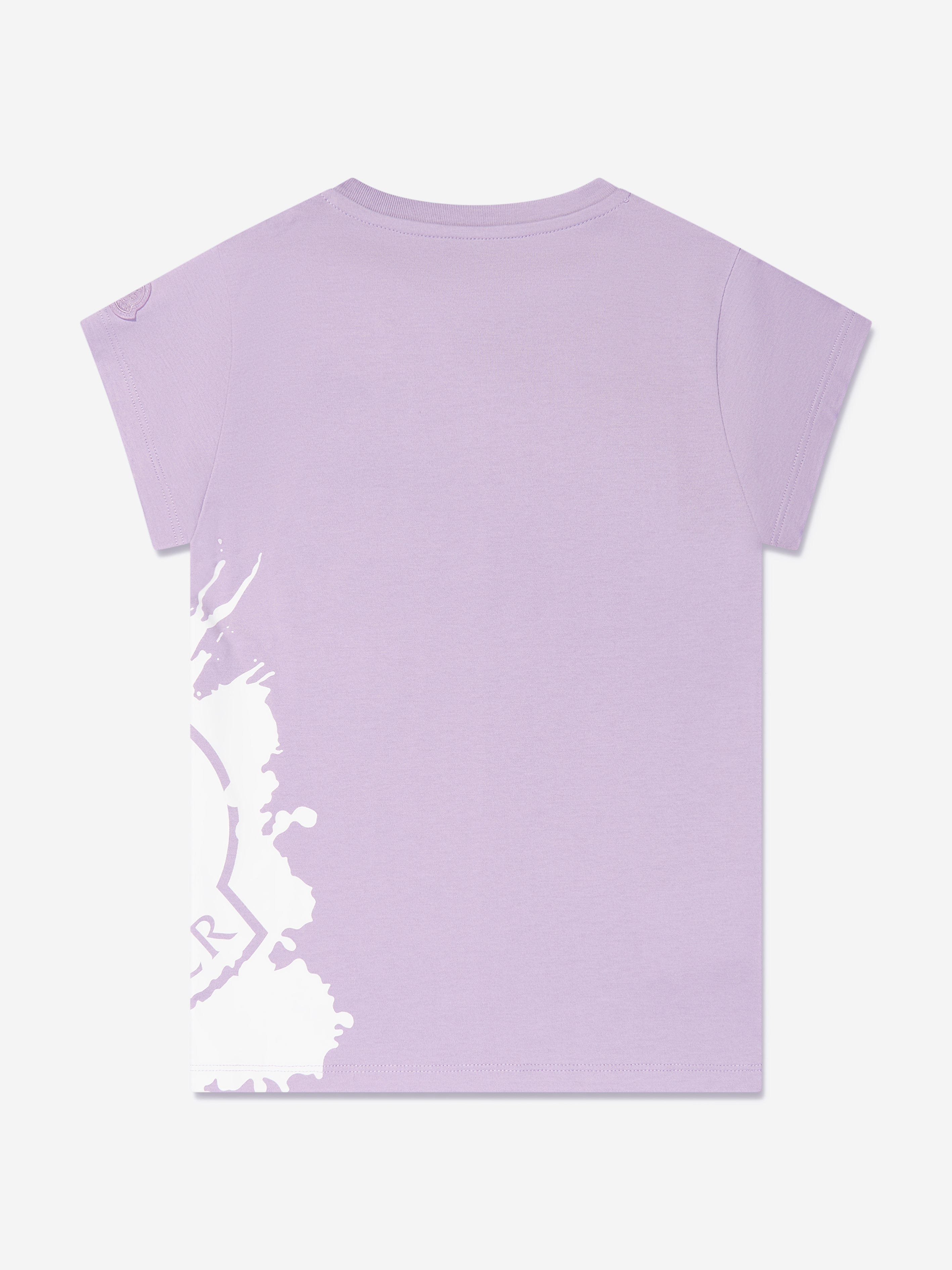 Moncler Enfant Girls Logo Print T-Shirt in Lilac