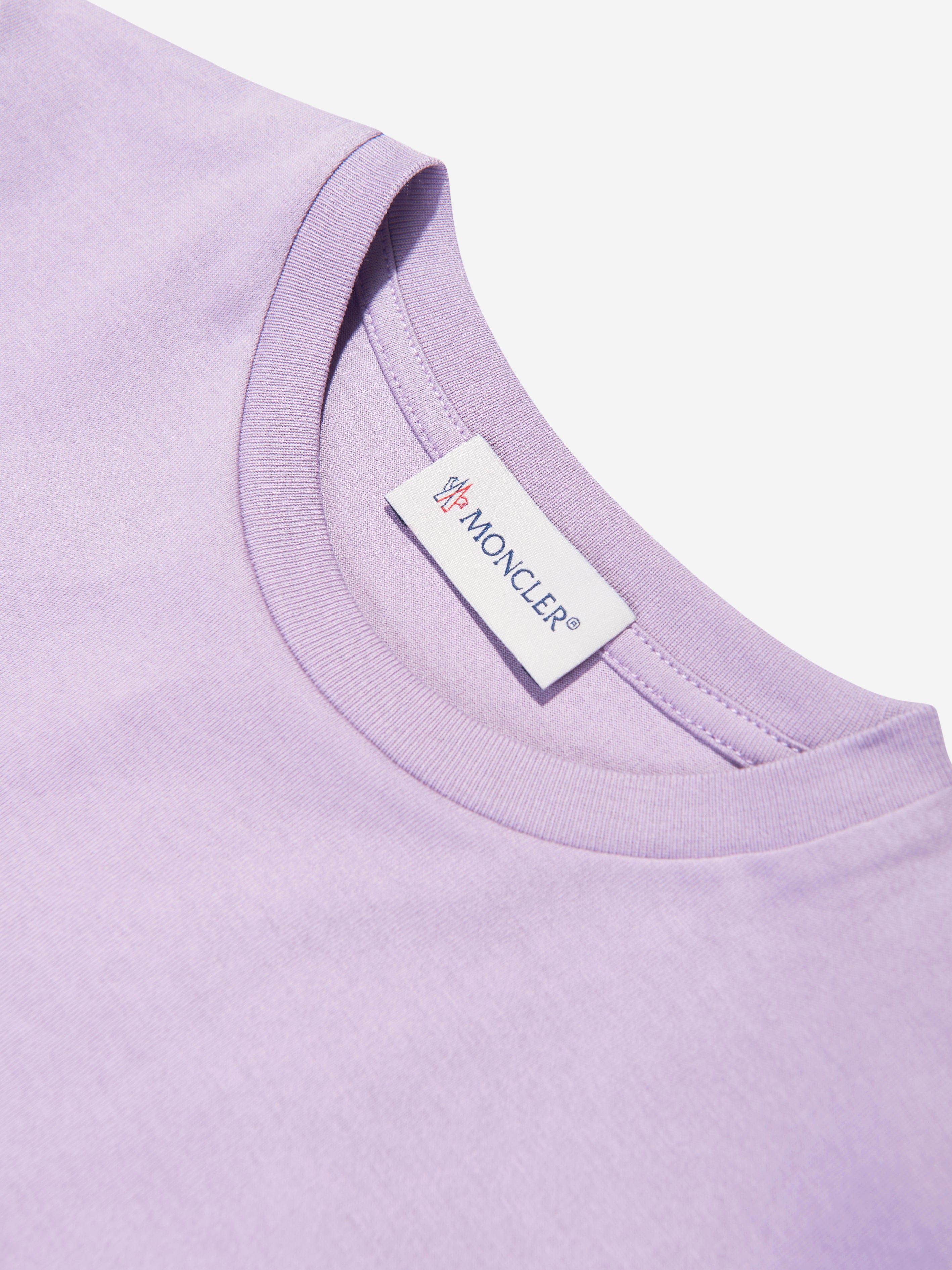 Moncler Enfant Girls Logo Print T-Shirt in Lilac