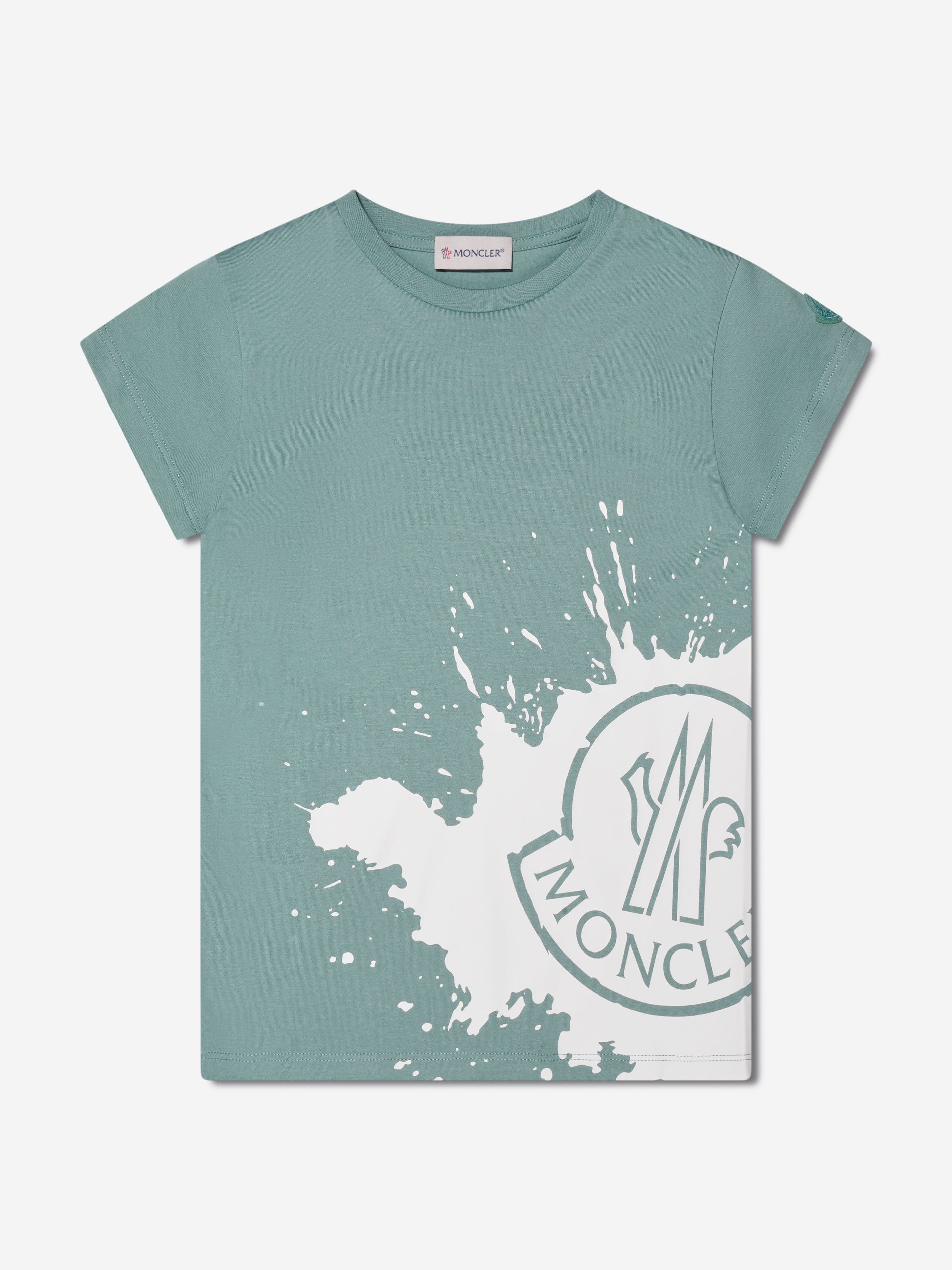 Moncler Enfant Girls Logo Print T-Shirt in Green