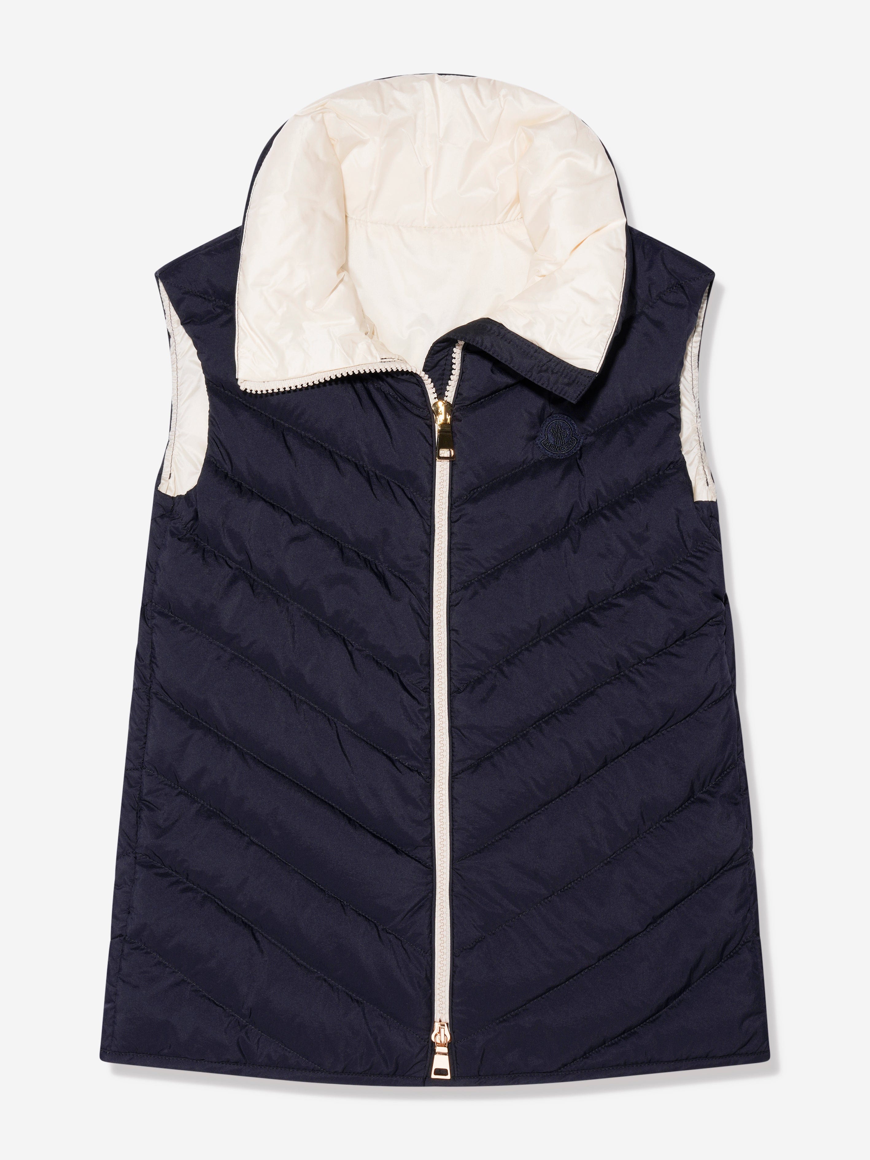 Moncler Enfant Girls Down Padded Venta Gilet in Navy