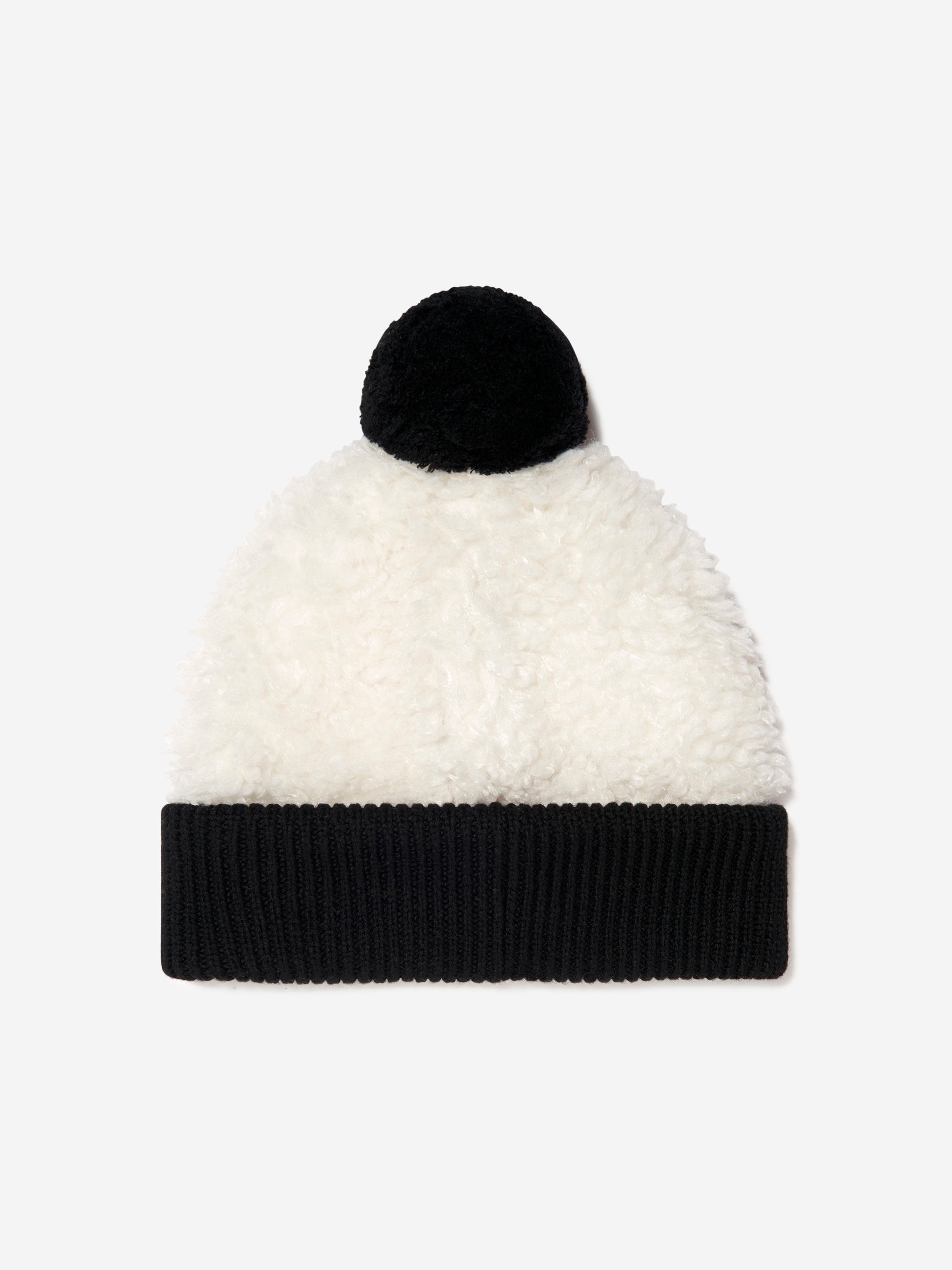 Moncler Enfant Girls Faux Fur Logo Bobble Hat