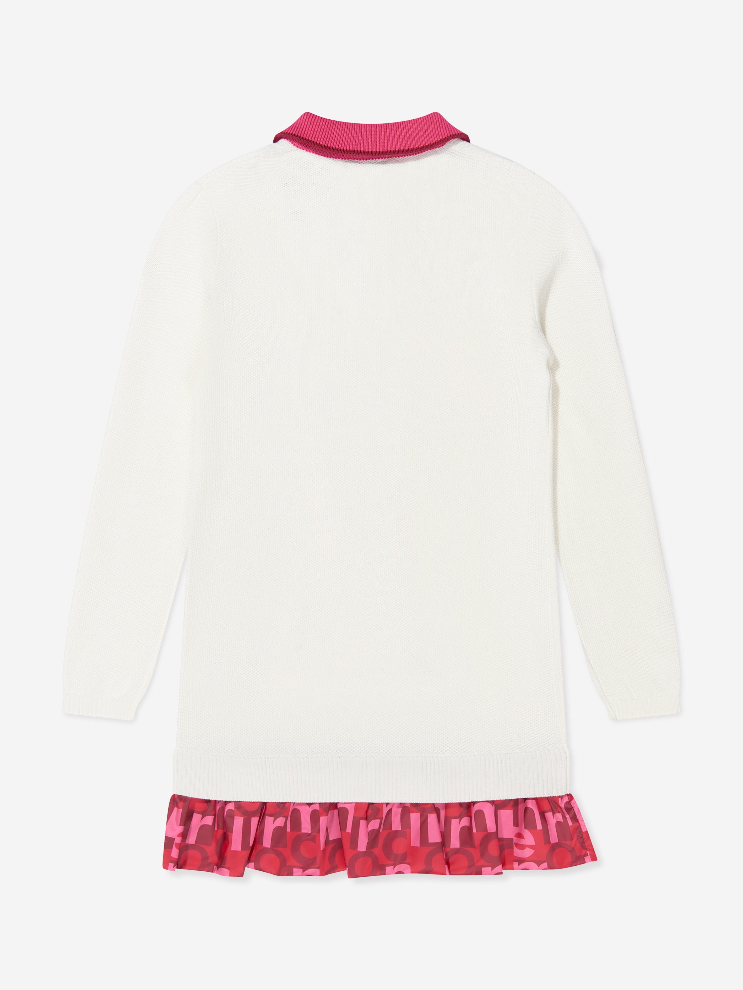 Moncler Enfant Girls Long Sleeve Polo Dress in White