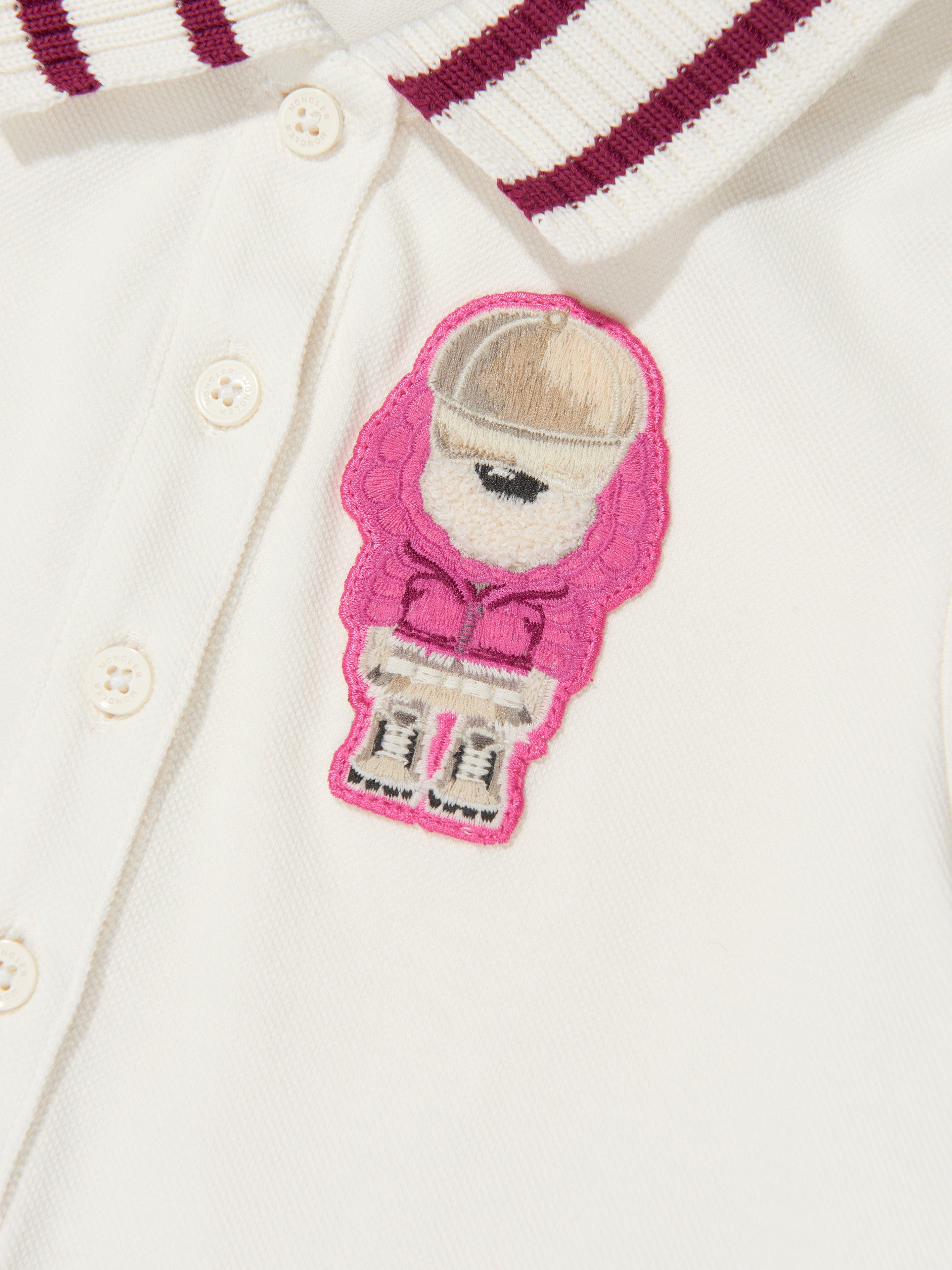 Moncler Enfant Girls Bear Polo Dress in White