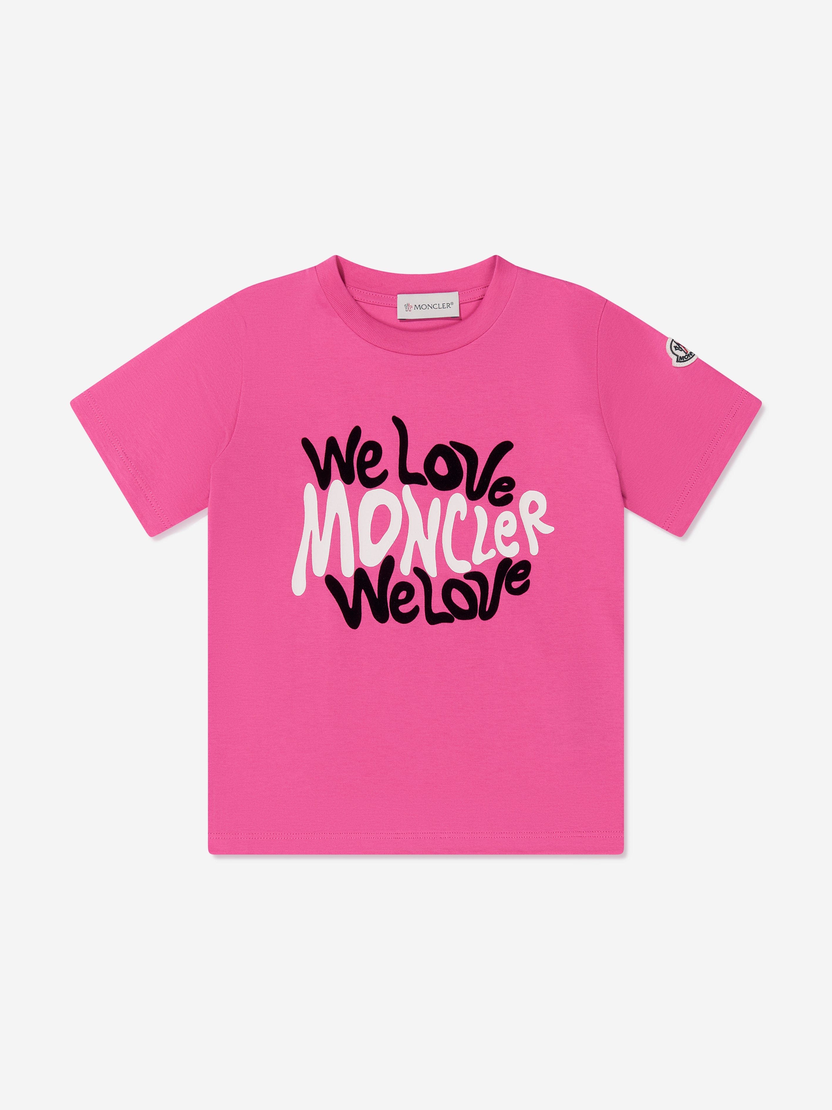 Moncler Enfant Girls Logo Print T-Shirt in Pink