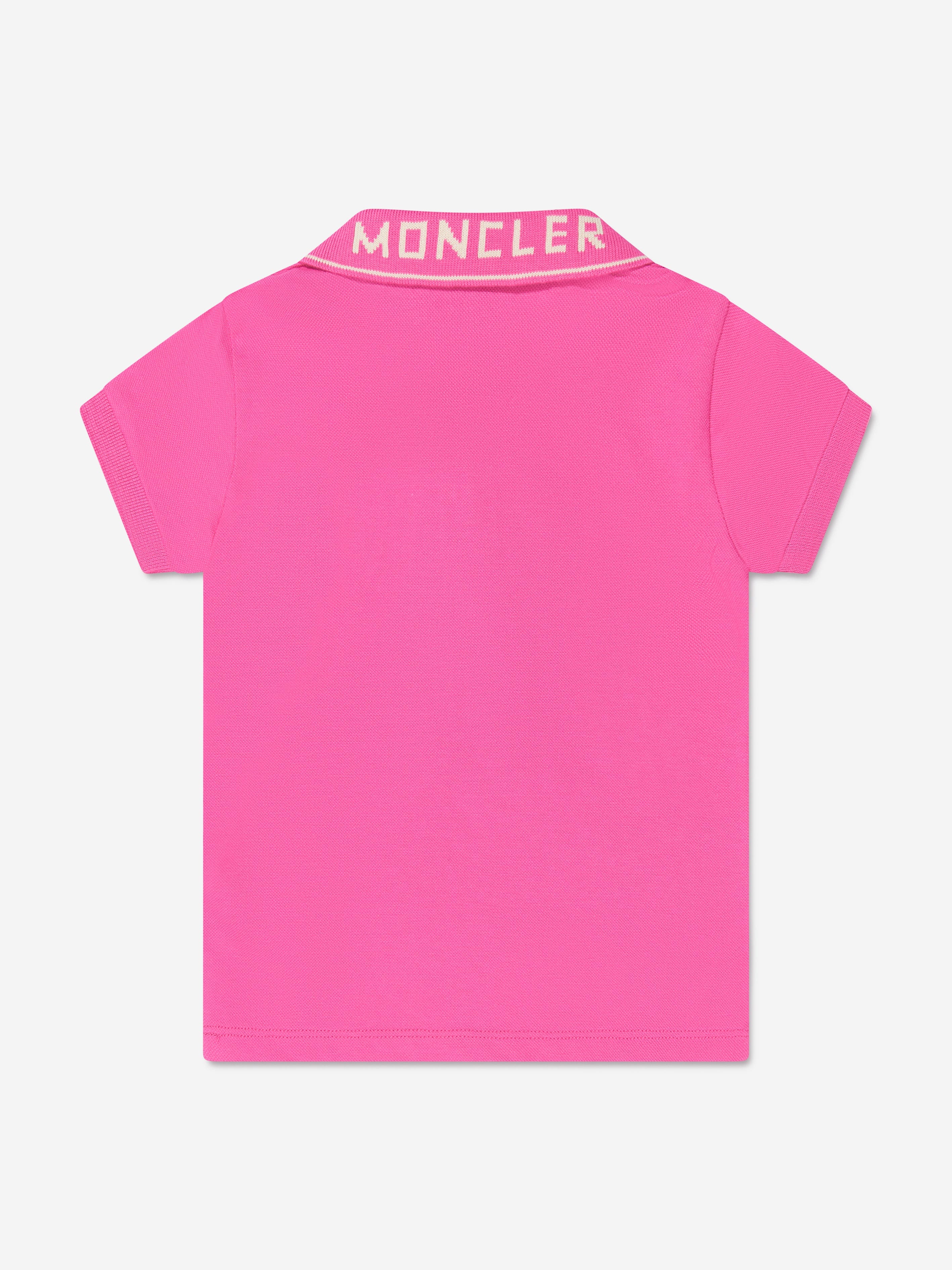 Moncler Enfant Girls Logo Polo Shirt in Pink