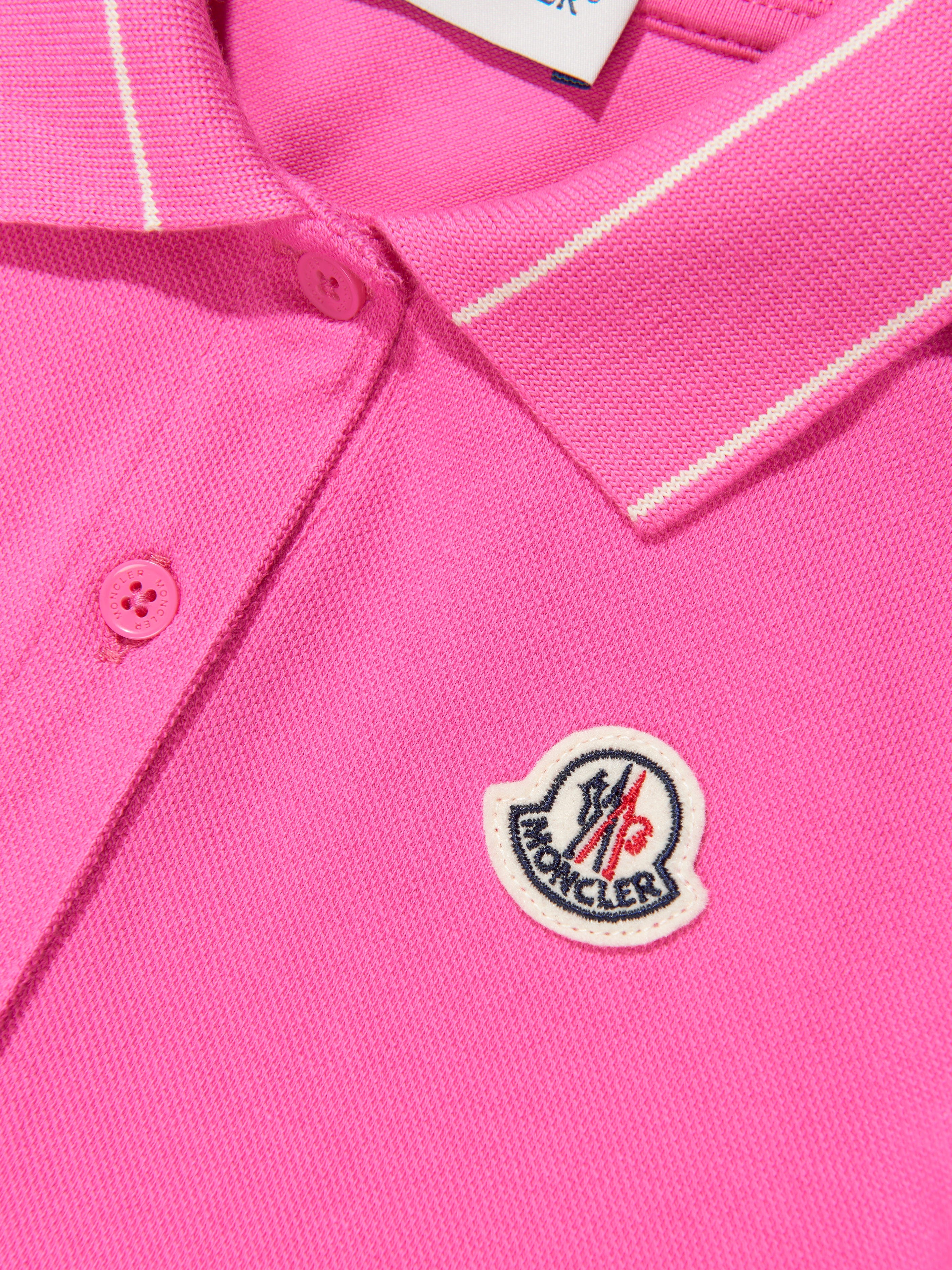 Moncler Enfant Girls Logo Polo Shirt in Pink