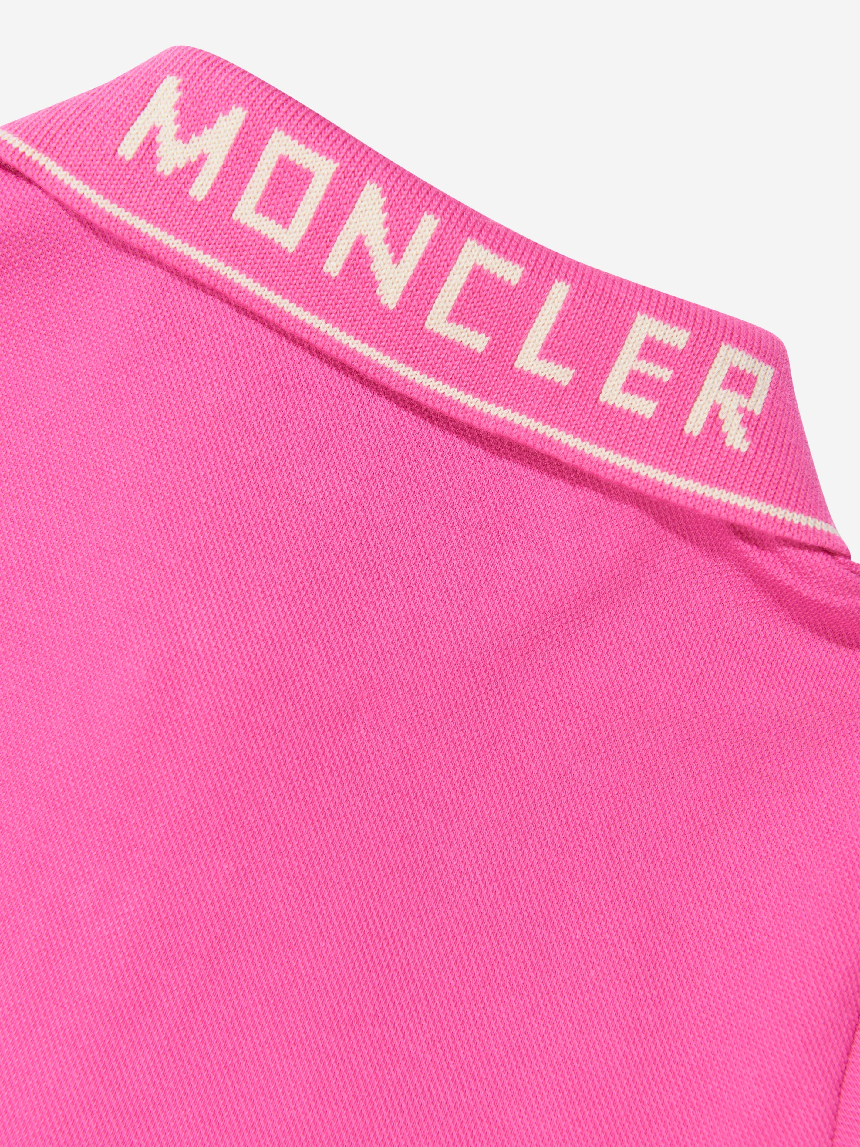 Moncler Enfant Girls Logo Polo Shirt in Pink