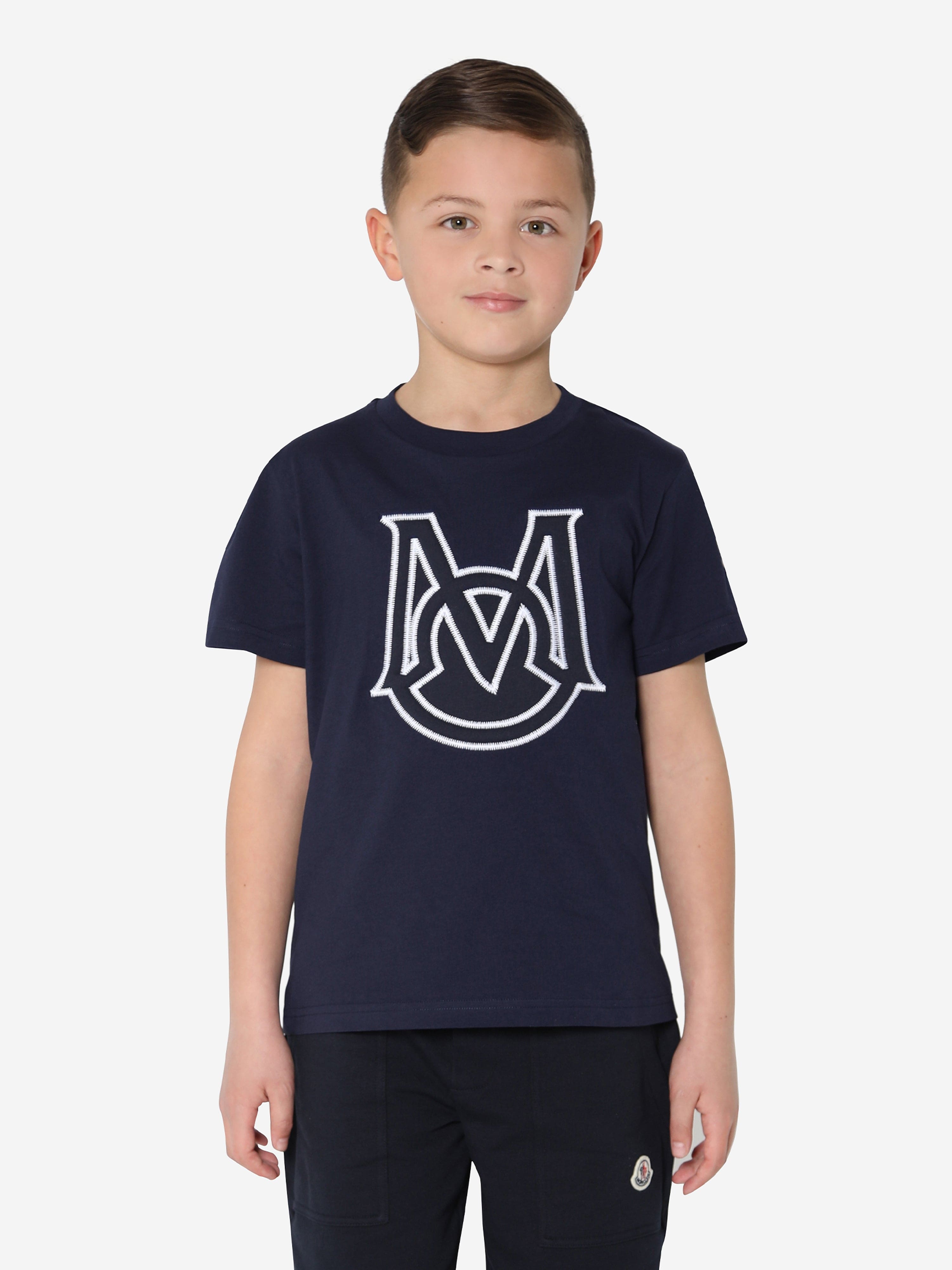 Moncler Enfant Boys Logo T-Shirt in Navy