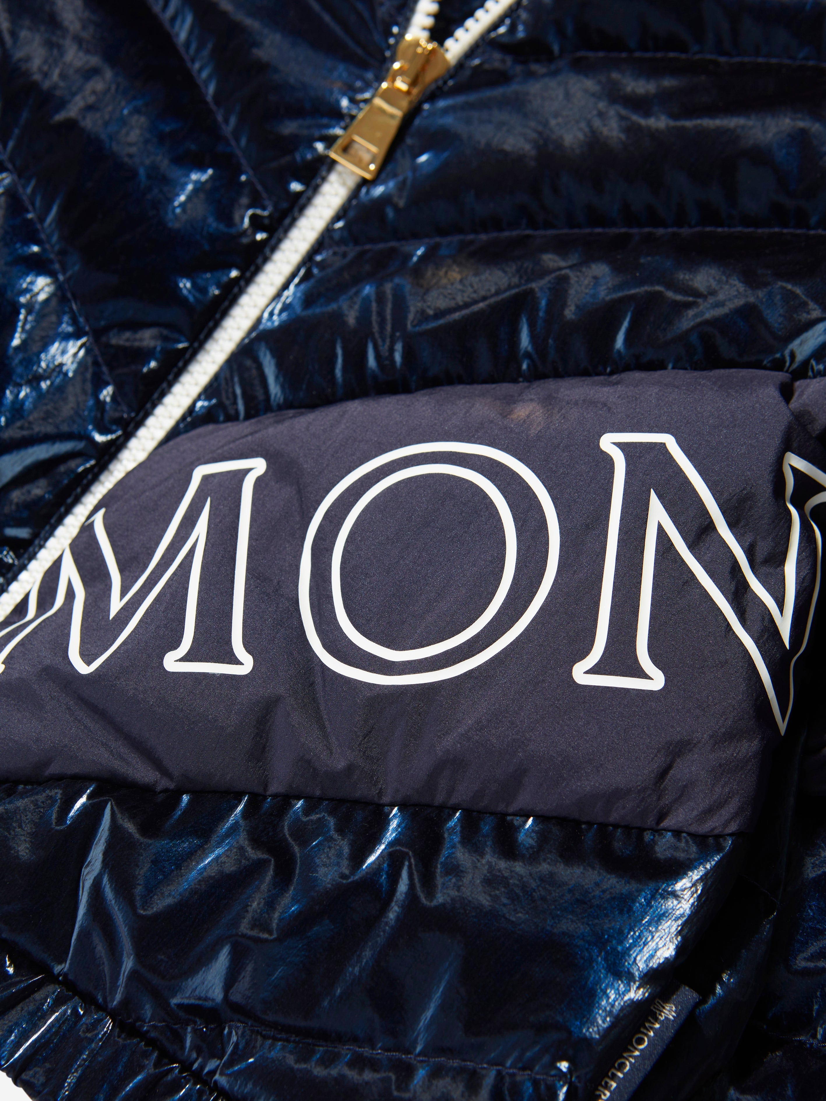 Moncler Enfant Girls Down Padded Vonnes Jacket in Navy