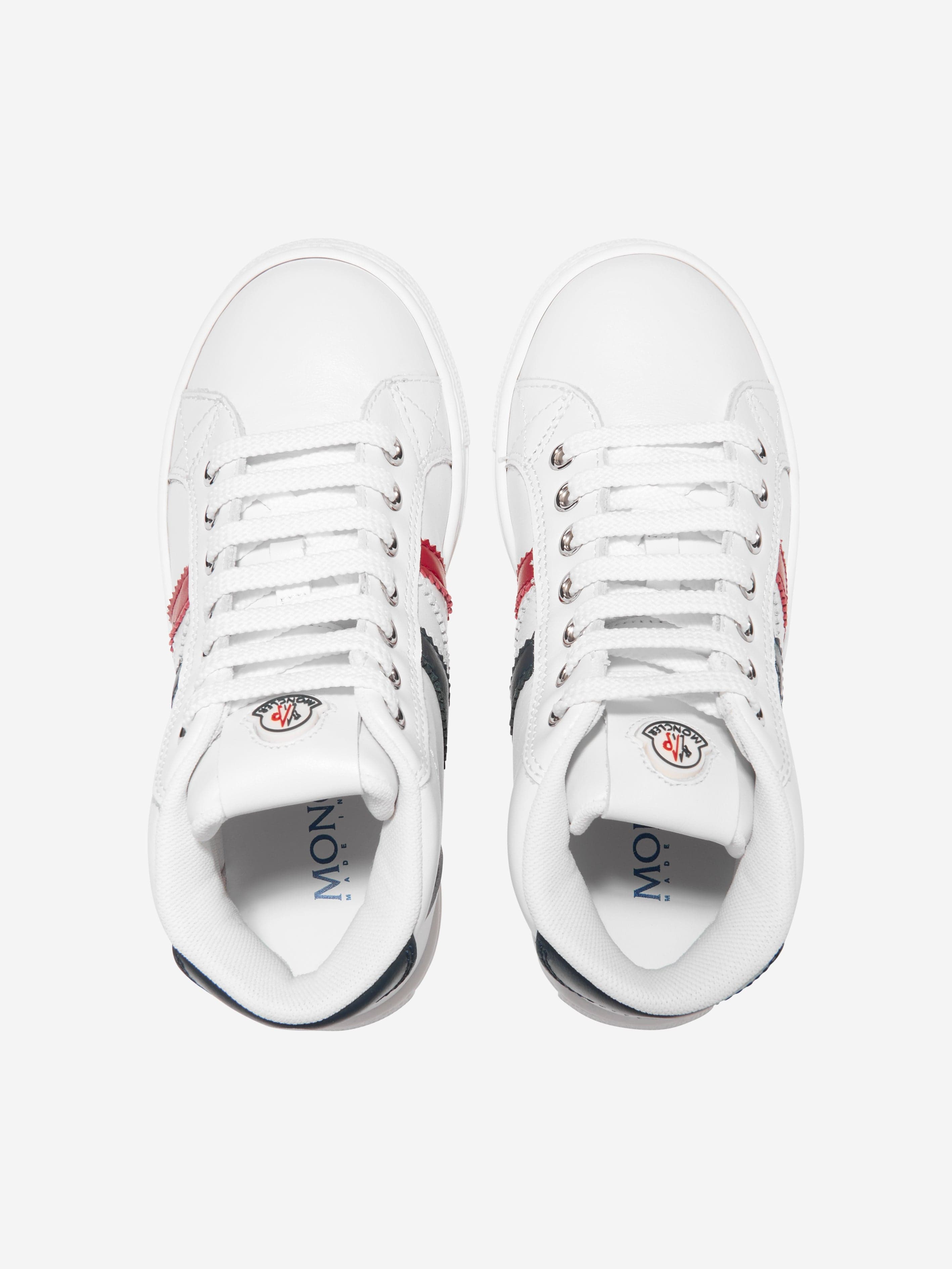 Moncler Enfant Kids Leather Monaco High Top Trainers in White