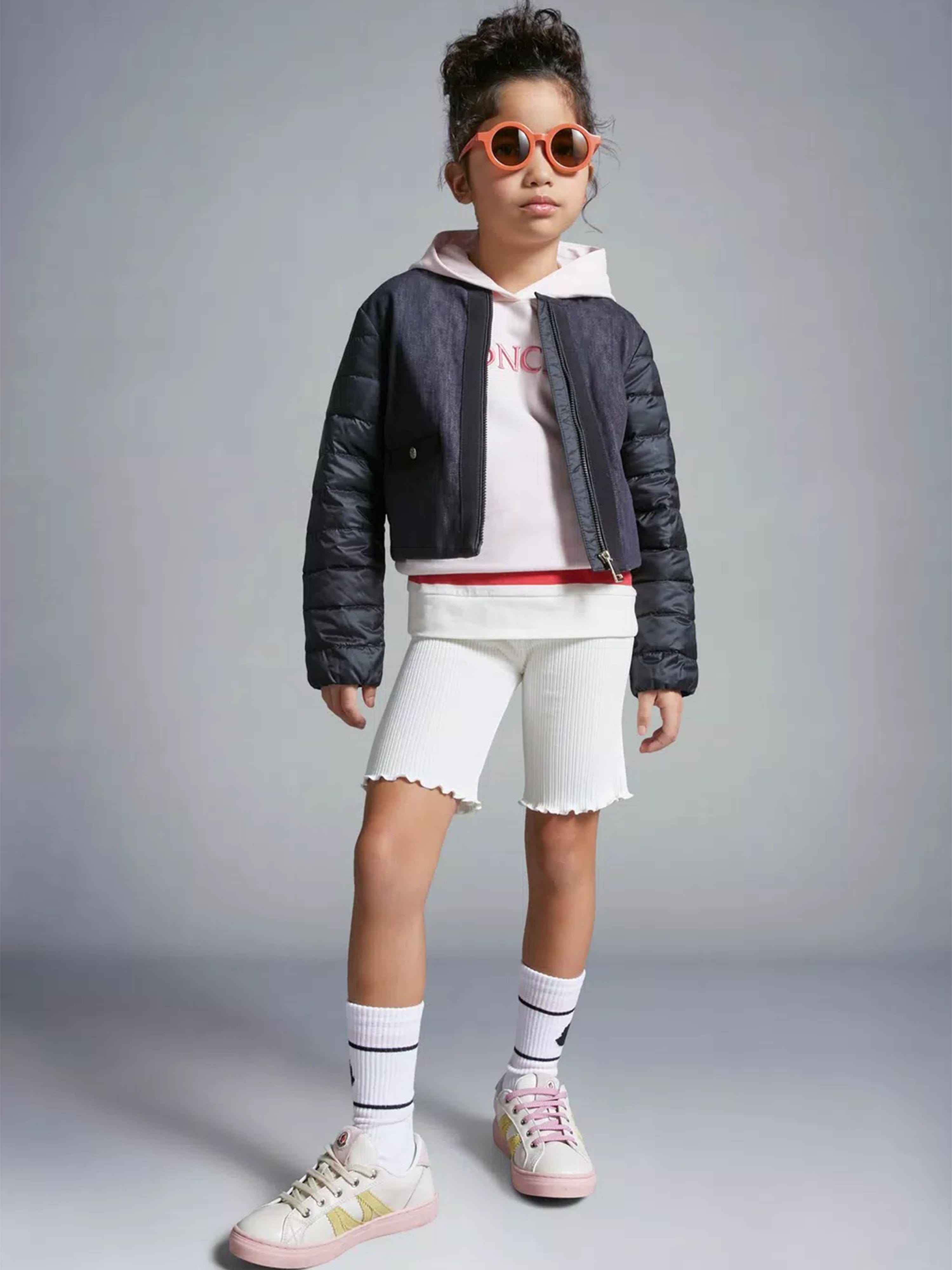 Moncler Enfant Girls Down Padded Nubia Jacket in Navy