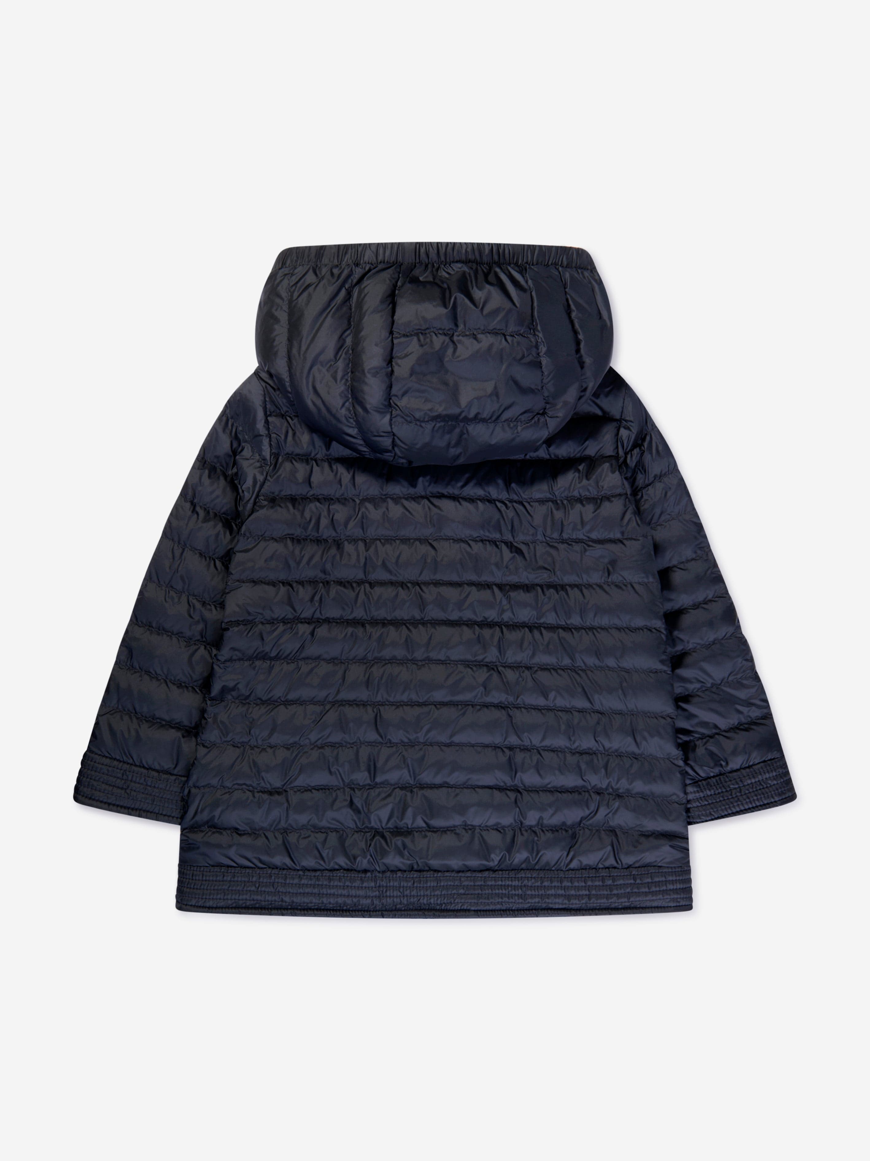 Moncler Enfant Girls Down Padded Manas Long Coat in Navy