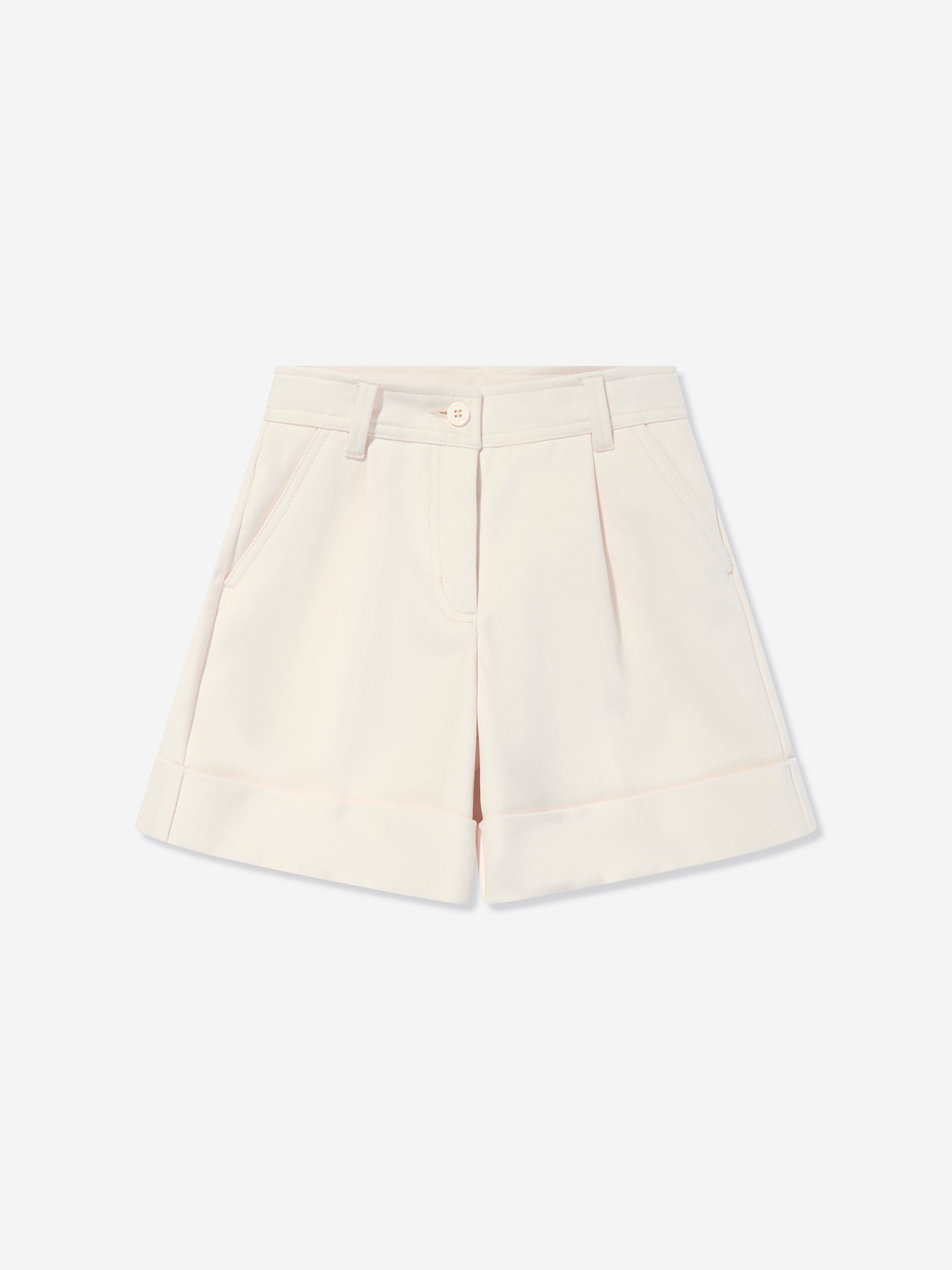 Moncler Enfant Girls Woven Shorts in Ivory