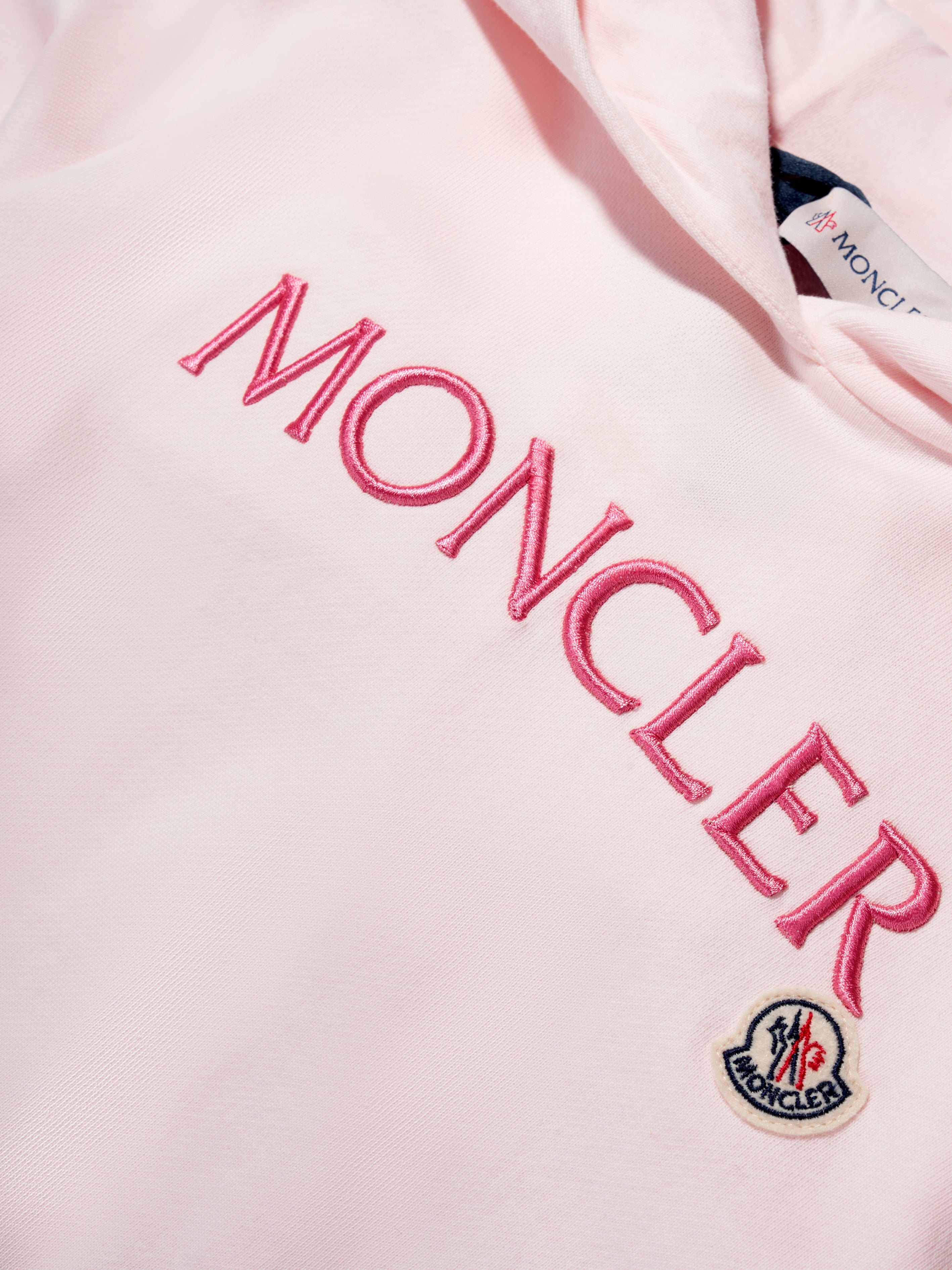 Moncler Enfant Girls Logo Hoodie in Pink