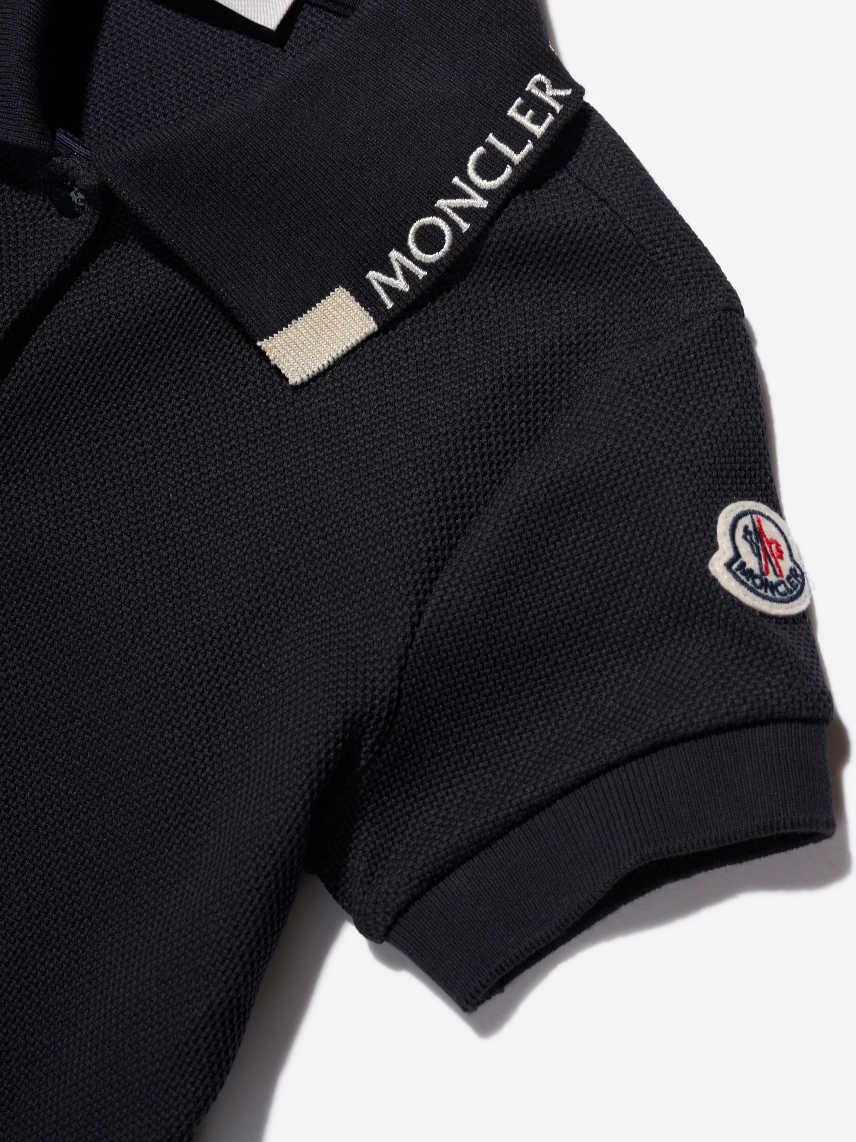 Moncler Enfant Girls Logo Polo Dress in Navy