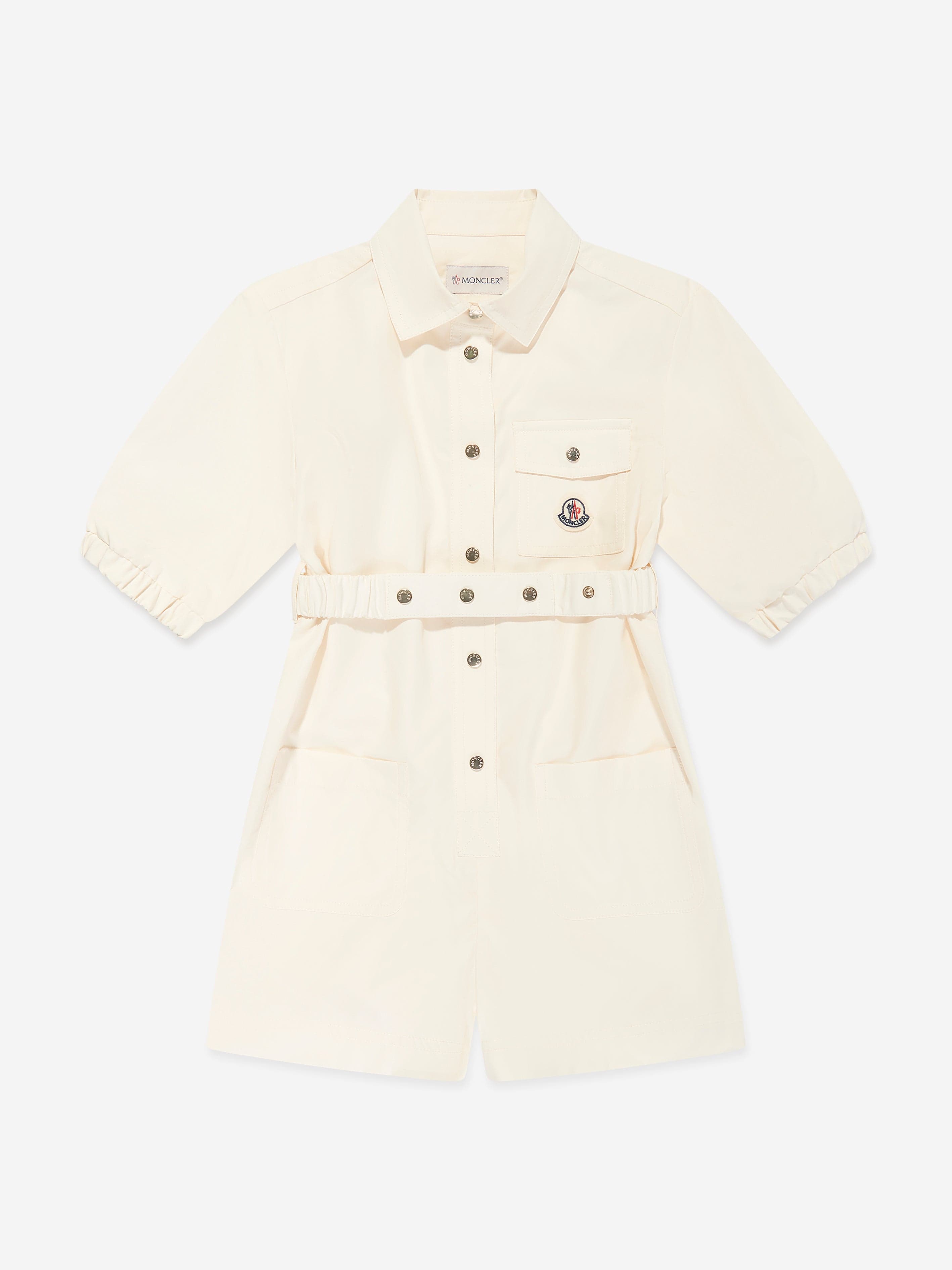 Moncler Enfant Girls Cotton Playsuit in Ivory