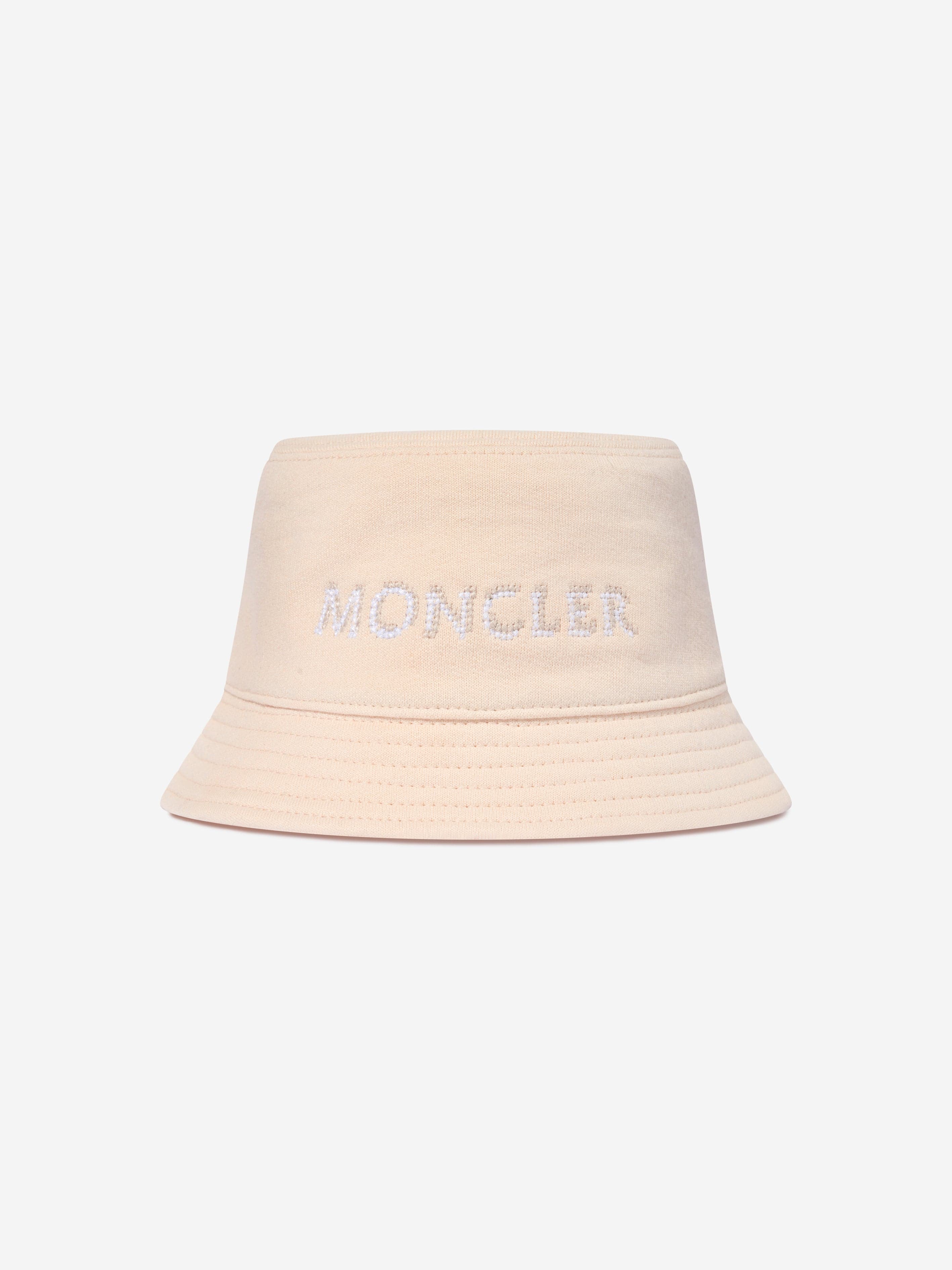 Moncler Enfant Girls Logo Bucket Hat in Ivory