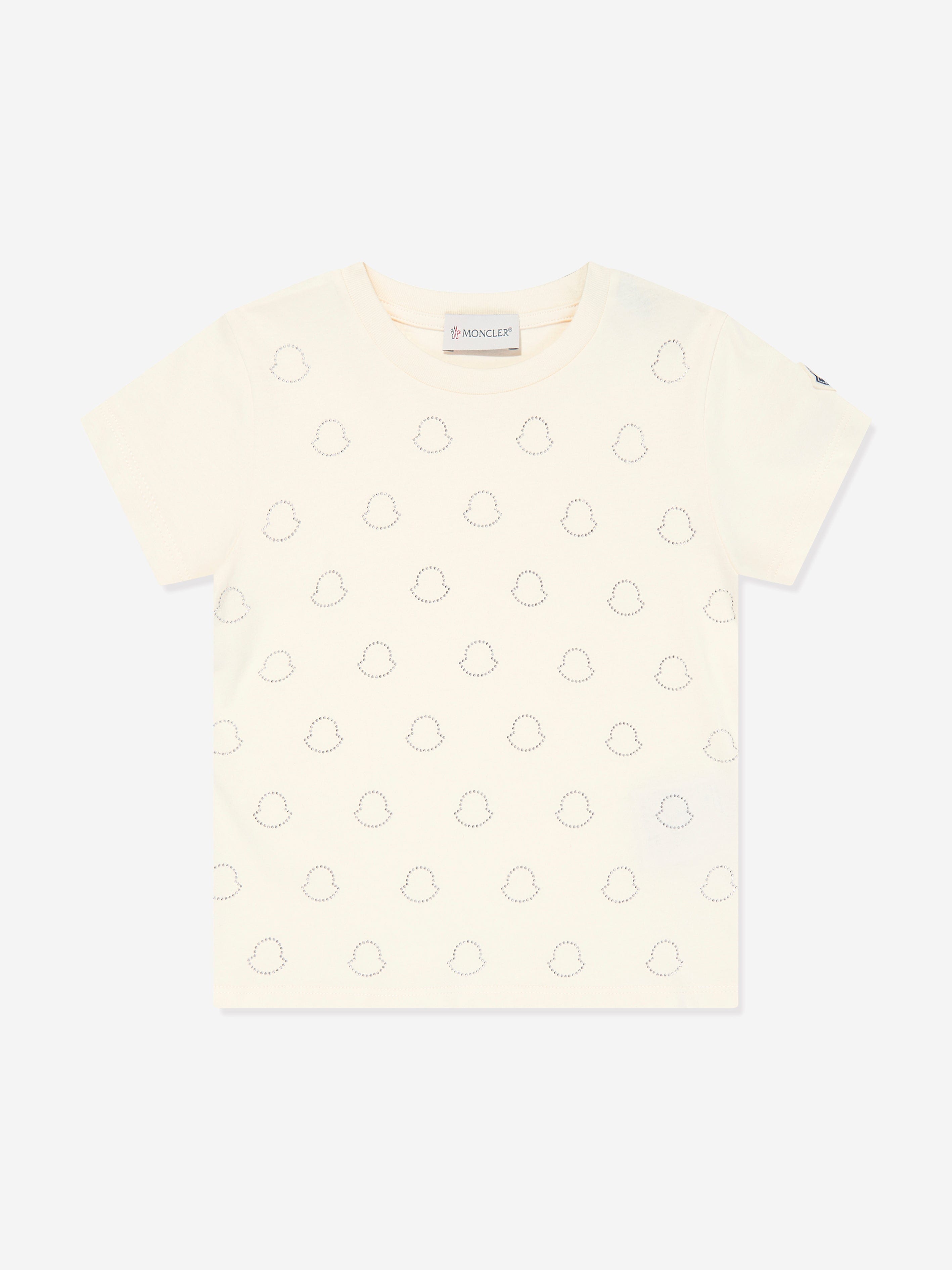 Moncler Enfant Girls Logo T-Shirt in Ivory