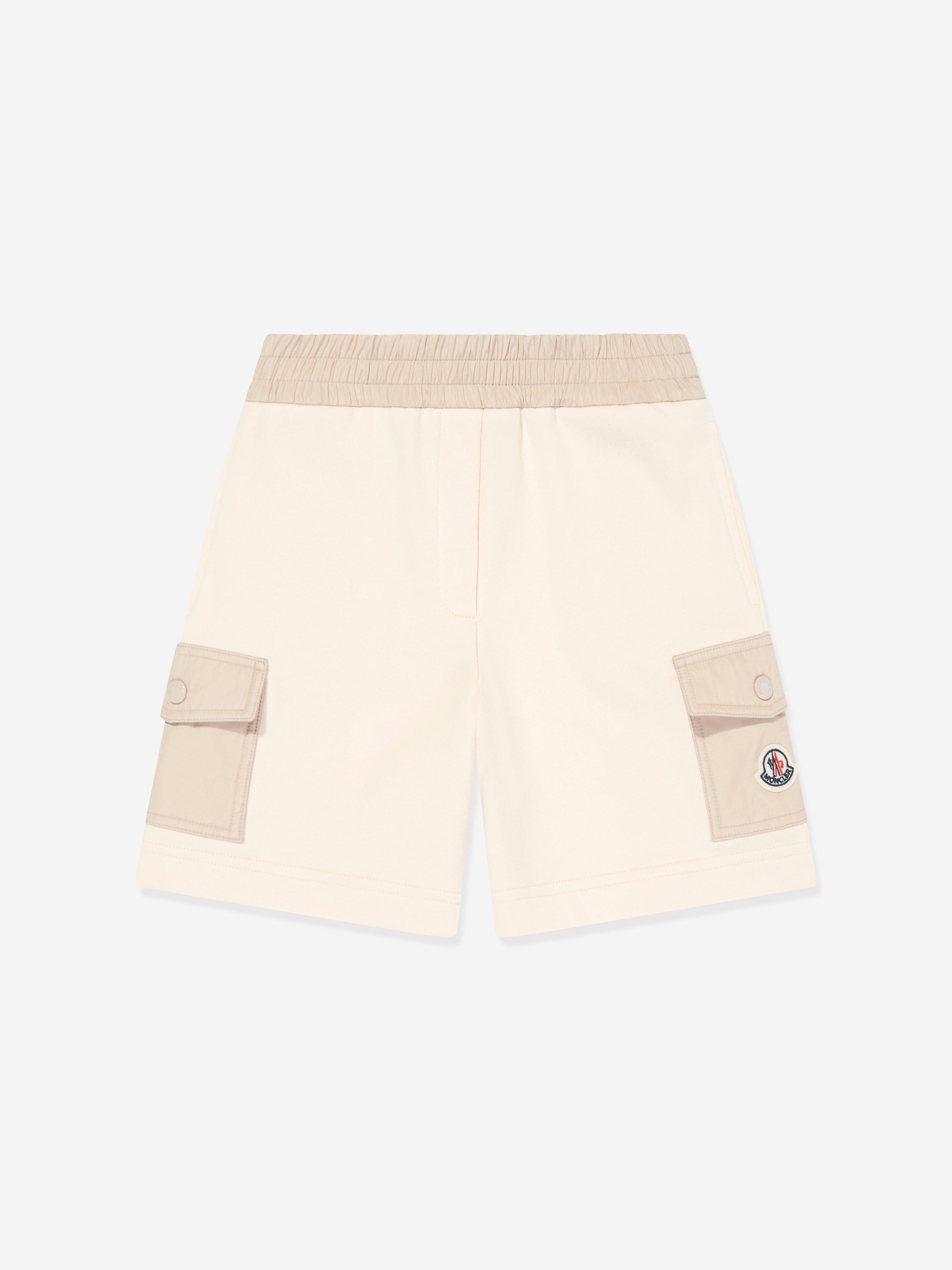 Moncler Enfant Girls Pocket Sweat Shorts in Ivory