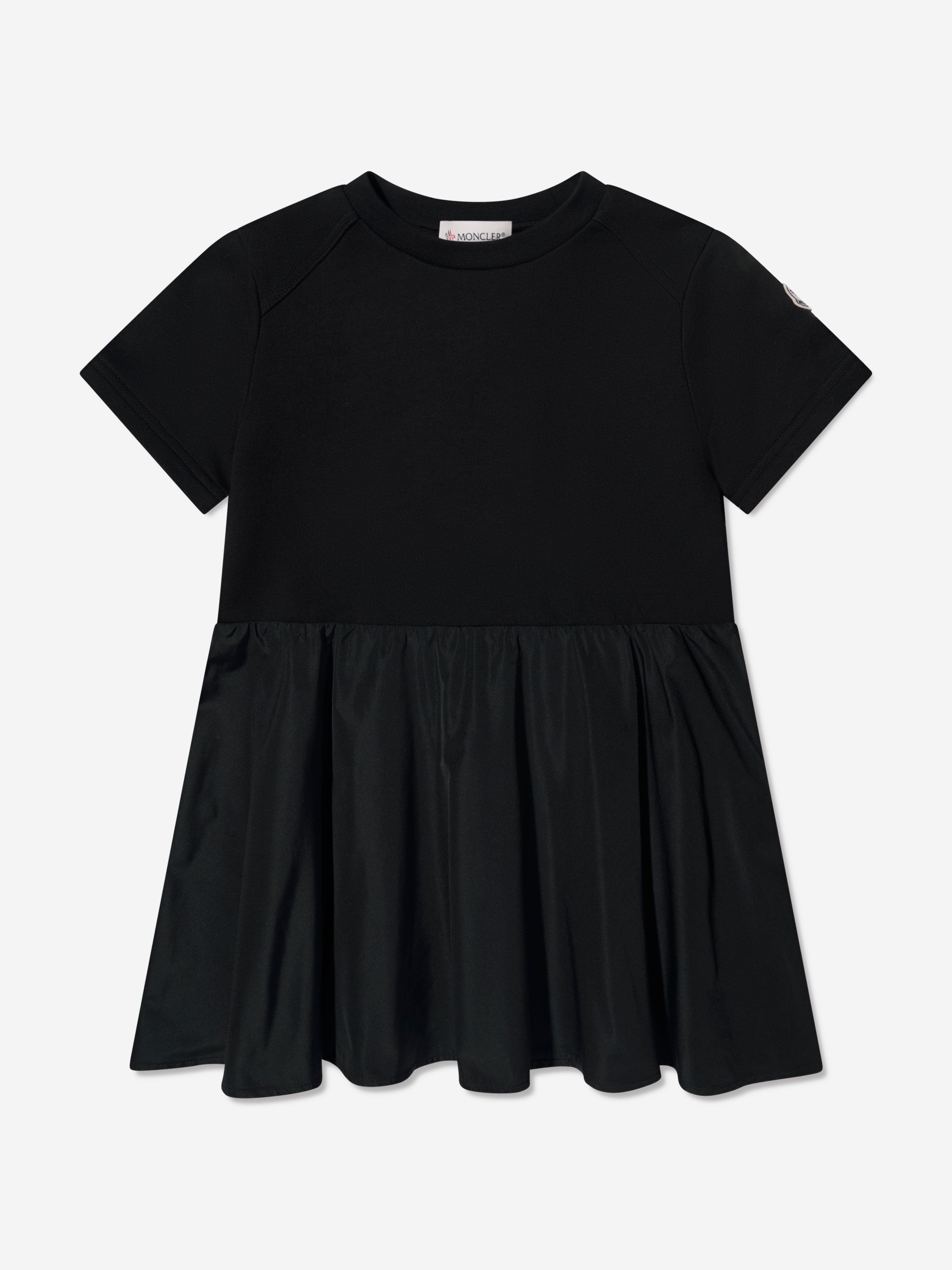 Moncler Enfant Girls Mixed Fabric Dress in Black