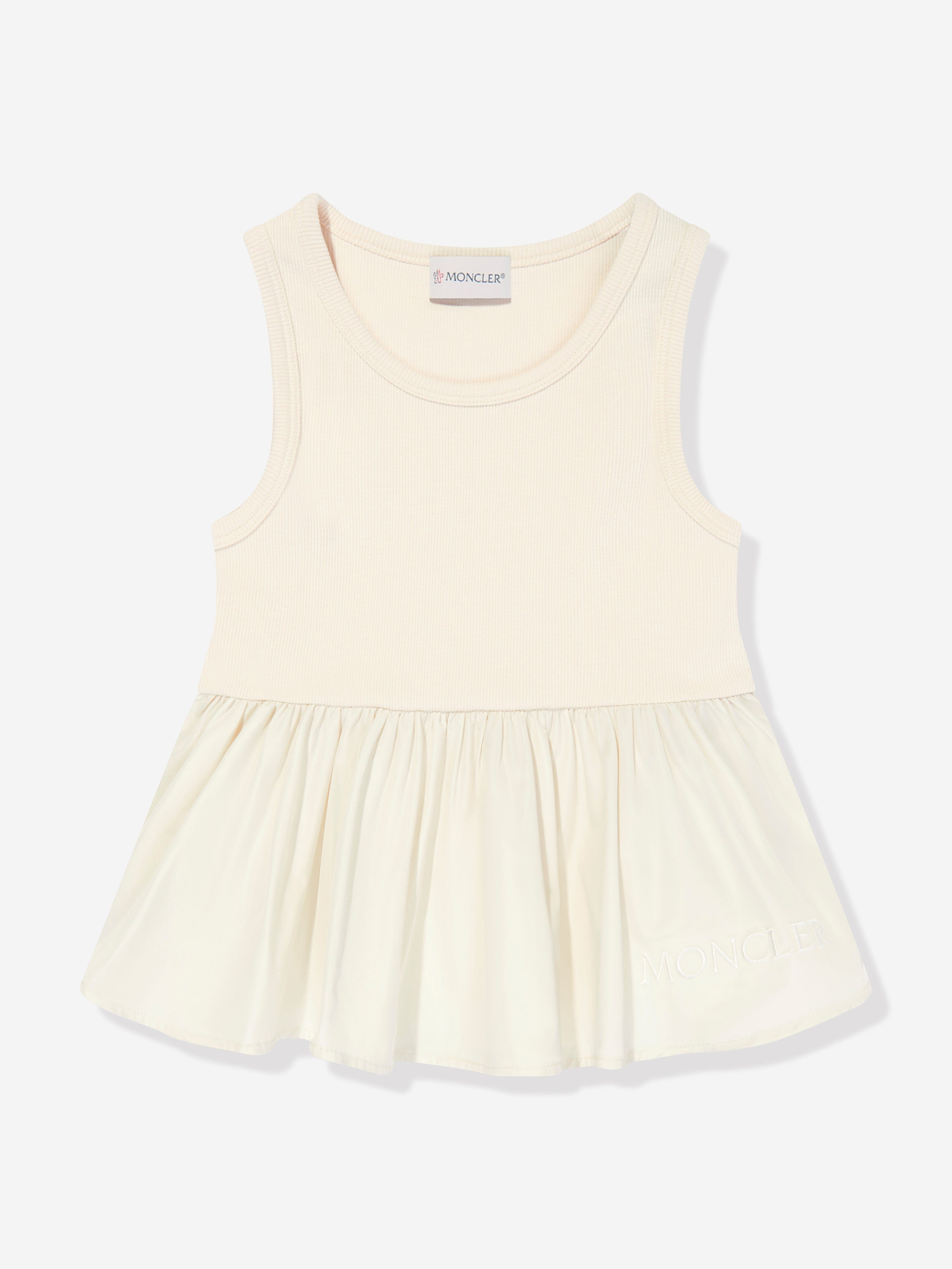 Moncler Enfant Girls Sleeveless Dress in Ivory