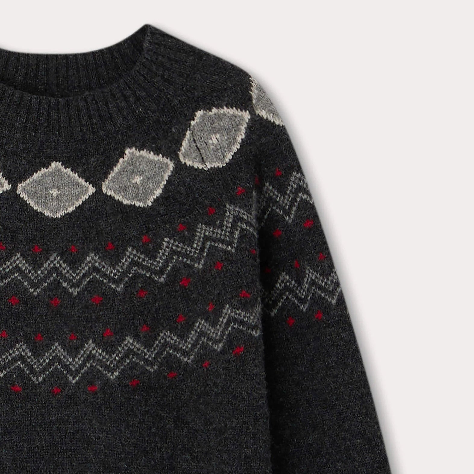 Boys Black Jacquard Wool Sweater