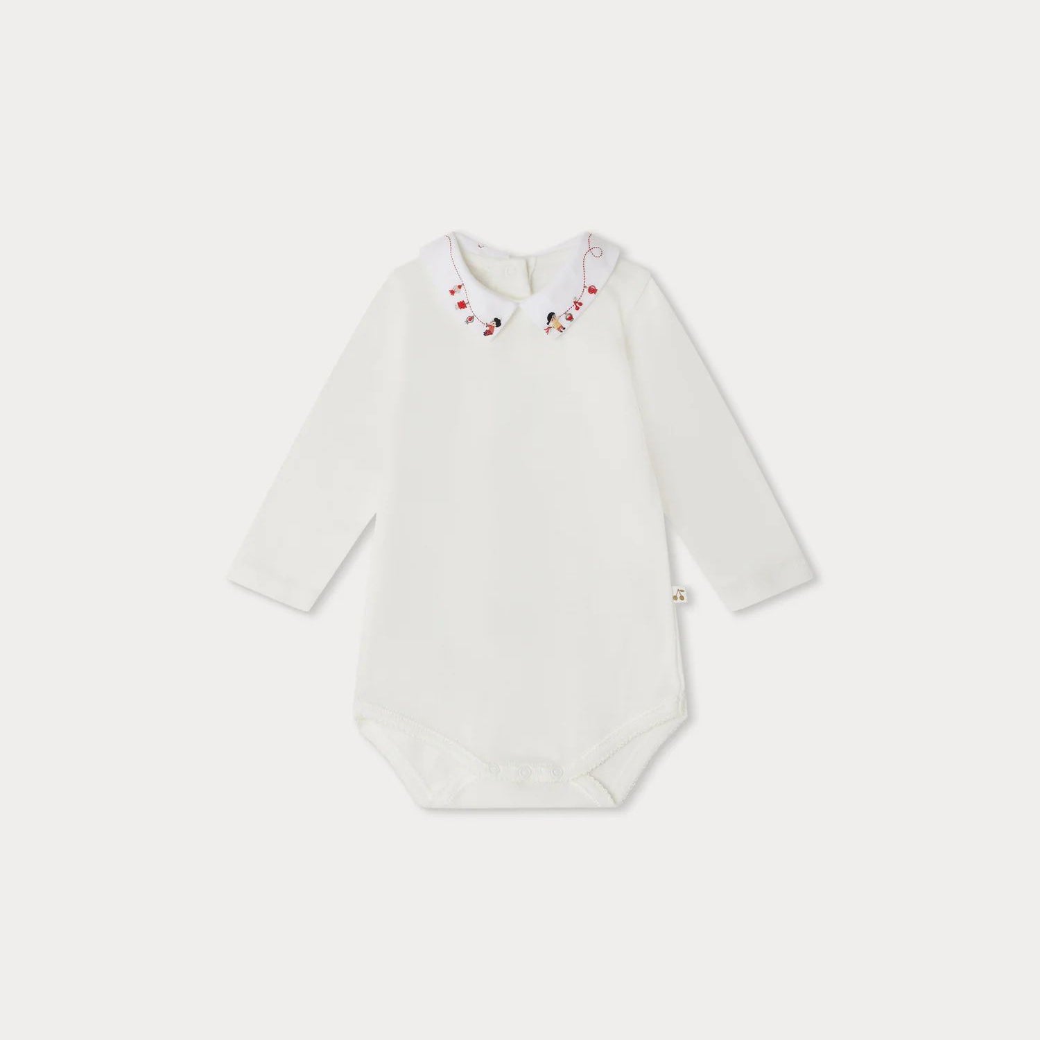 Baby Girls White Cotton Babysuit