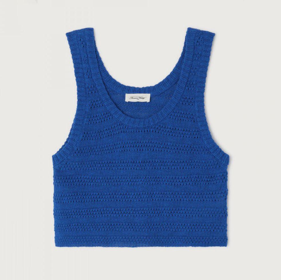 Women Blue Cotton Knit Vest