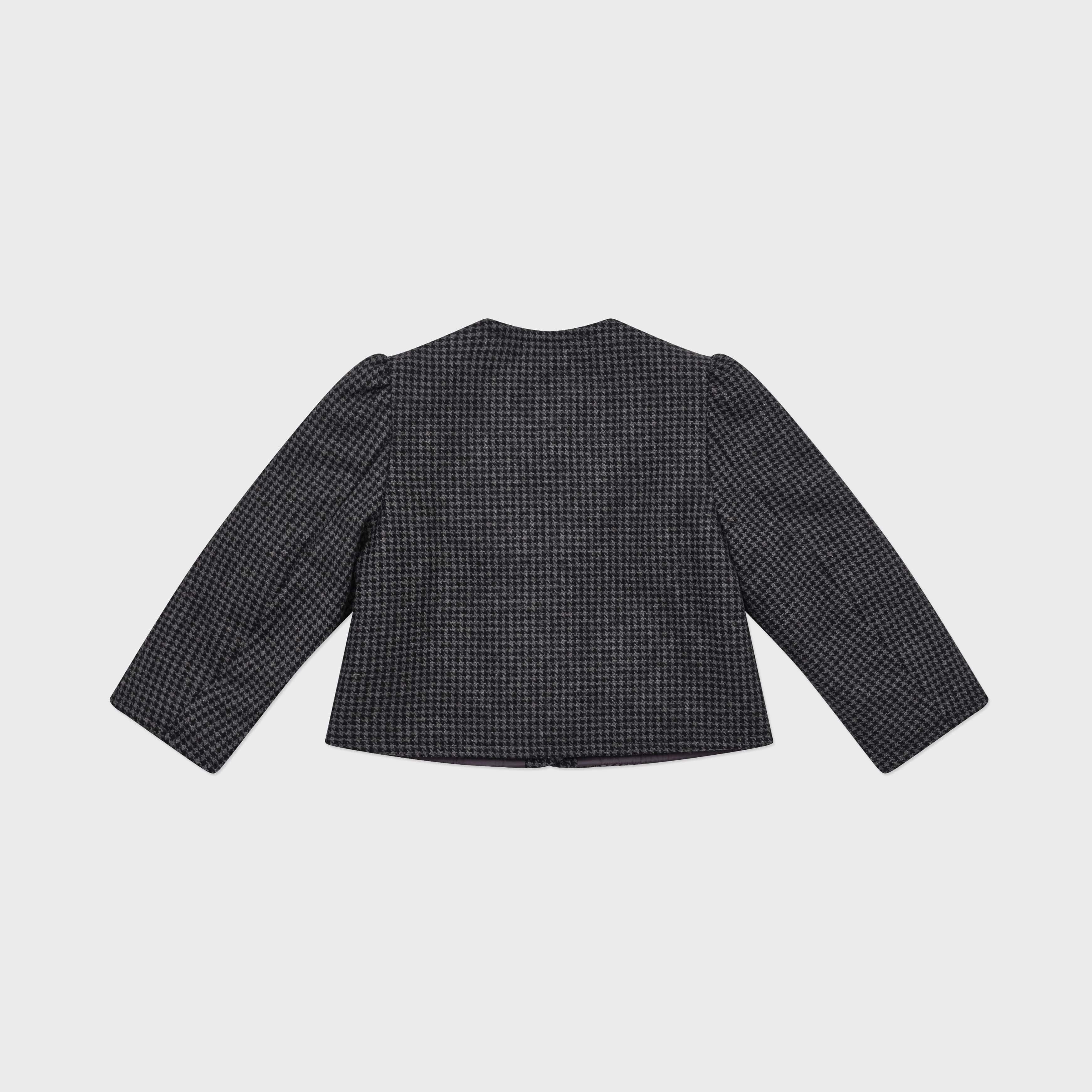 Girls Charcoal Check Wool Jacket