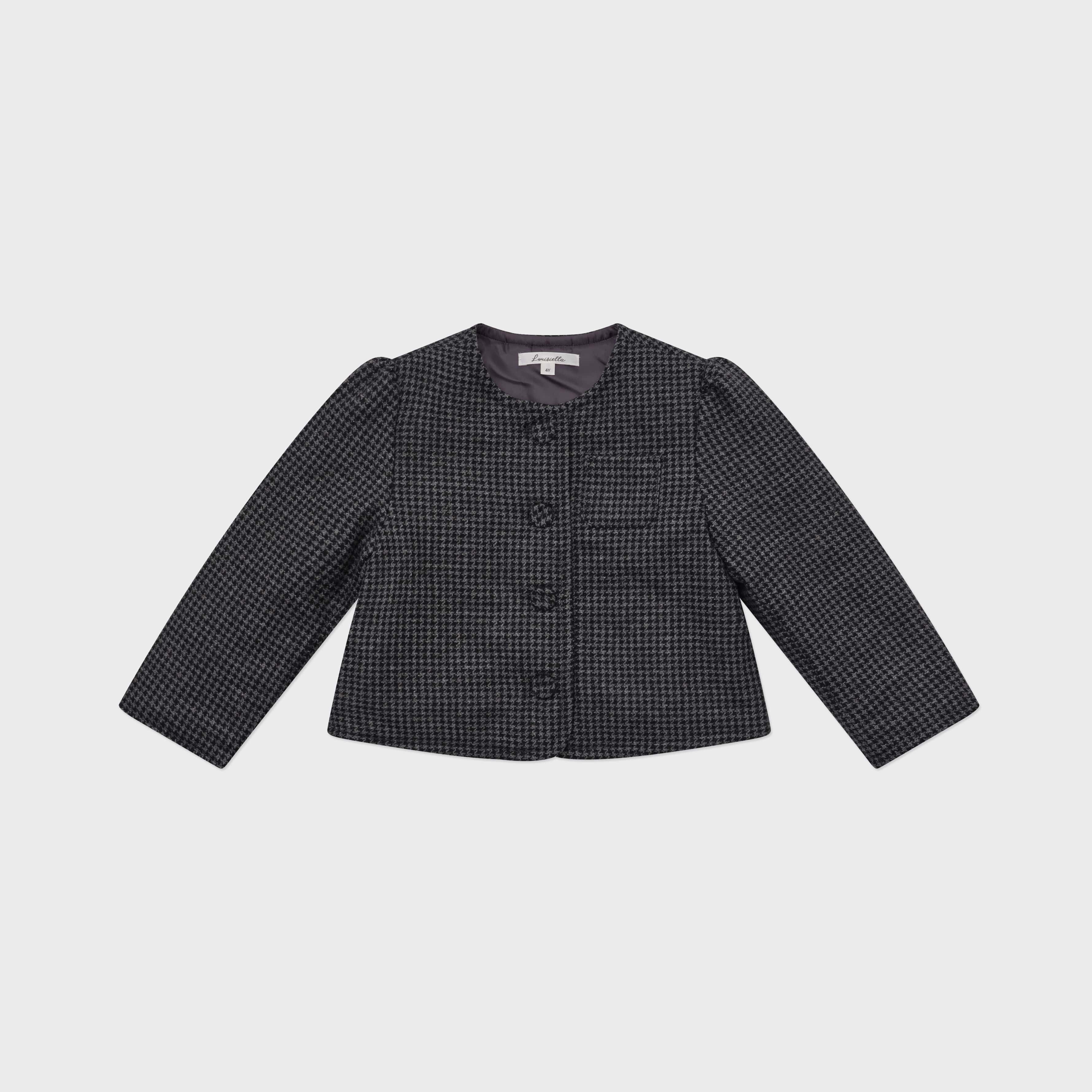 Girls Charcoal Check Wool Jacket