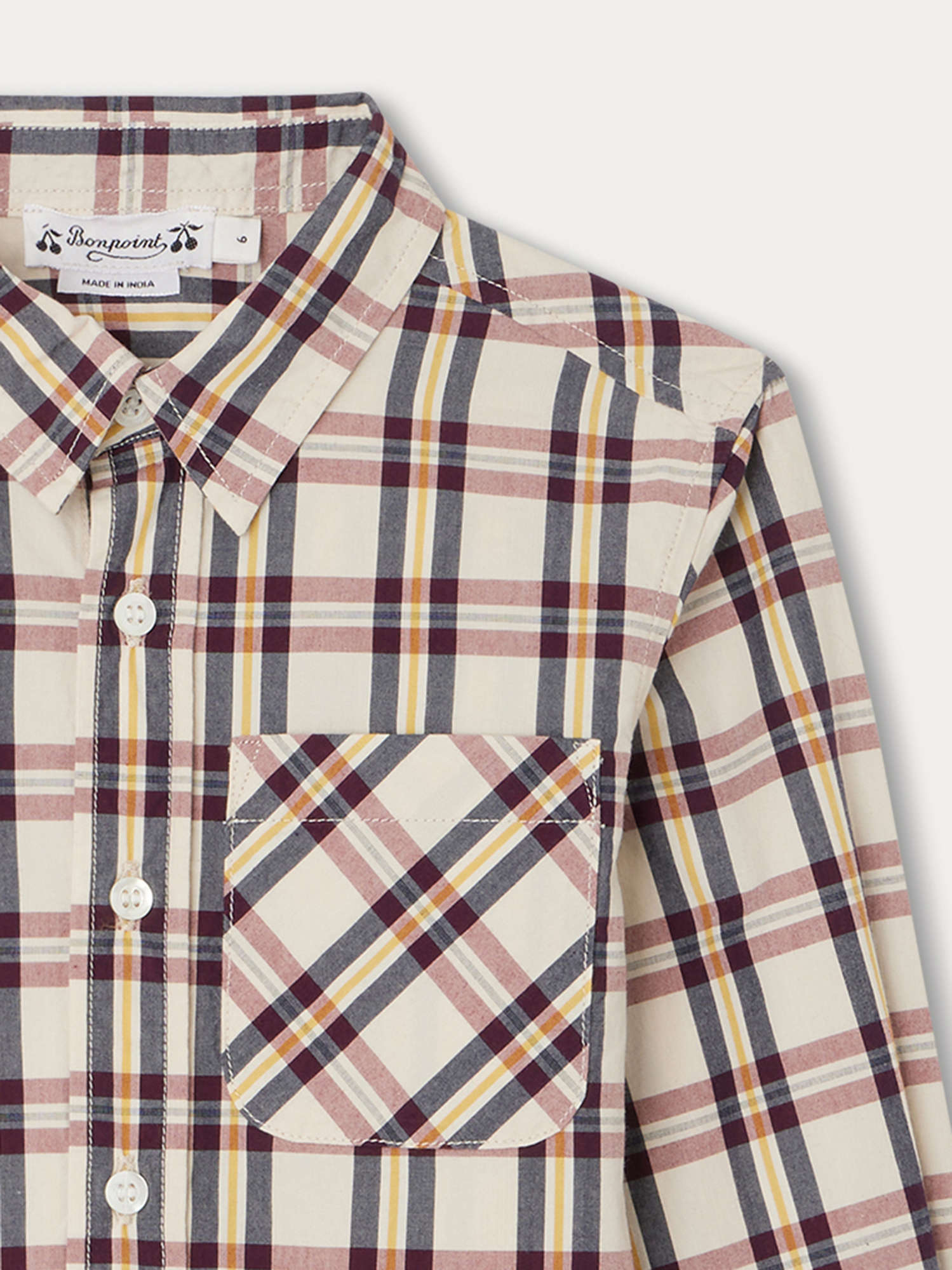 Boys Beige Check Cotton Shirt