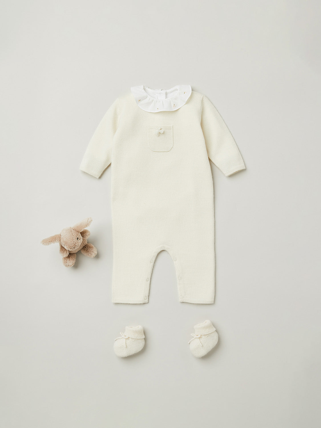 Baby Boys & Girls White Cashmere Babysuit