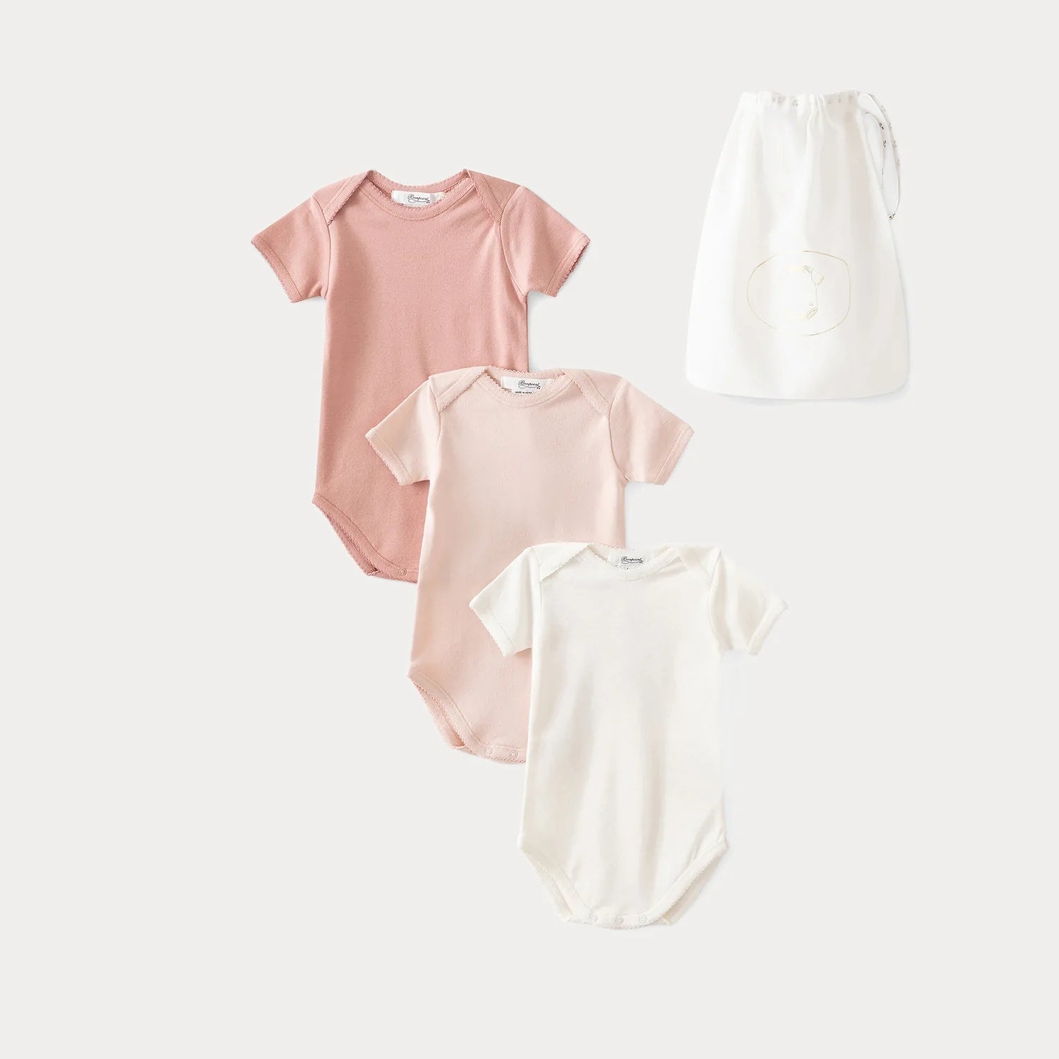 Baby Girls Pink Cotton Babysuit Set (3 Pack)