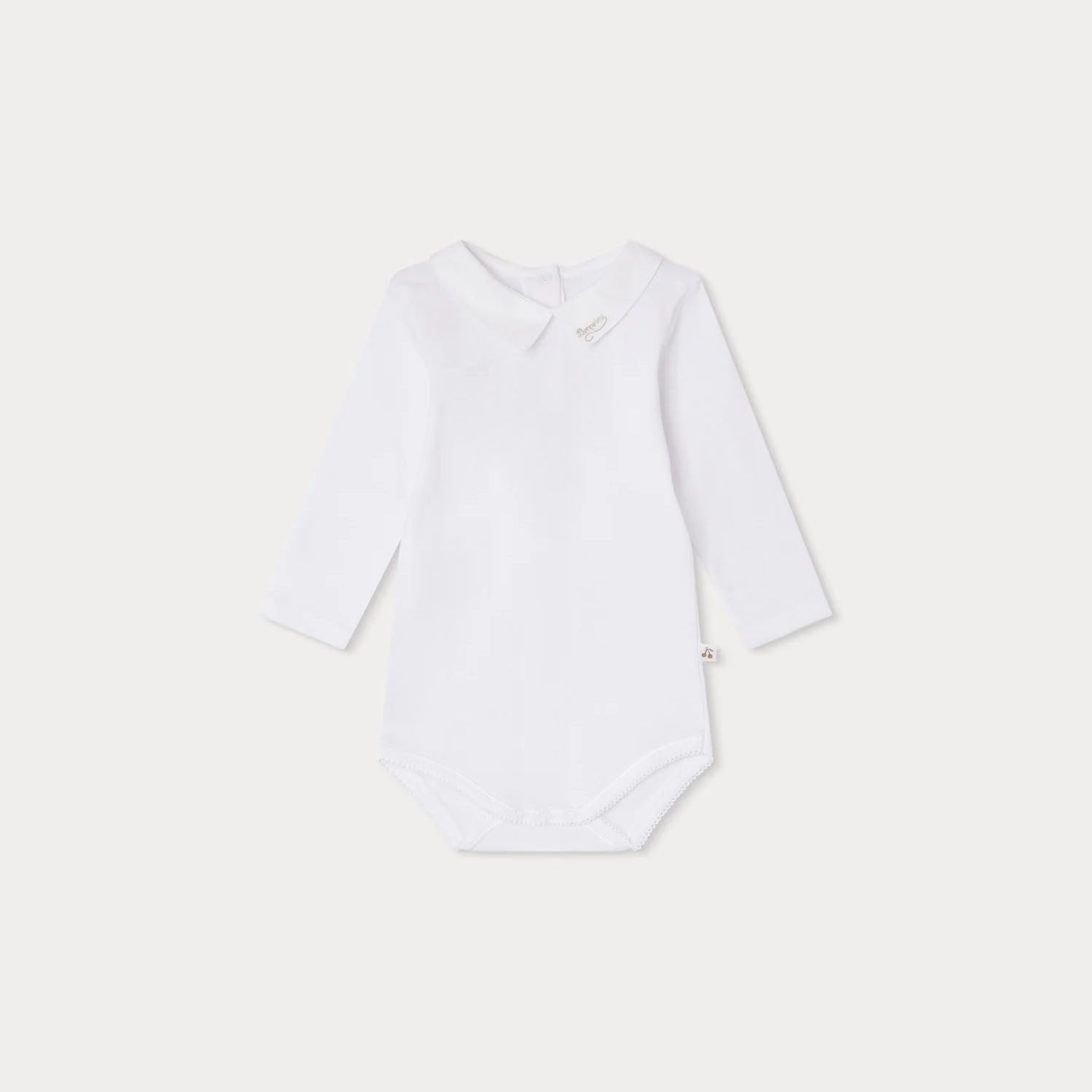 Baby Boys & Girls White Cotton Babysuit