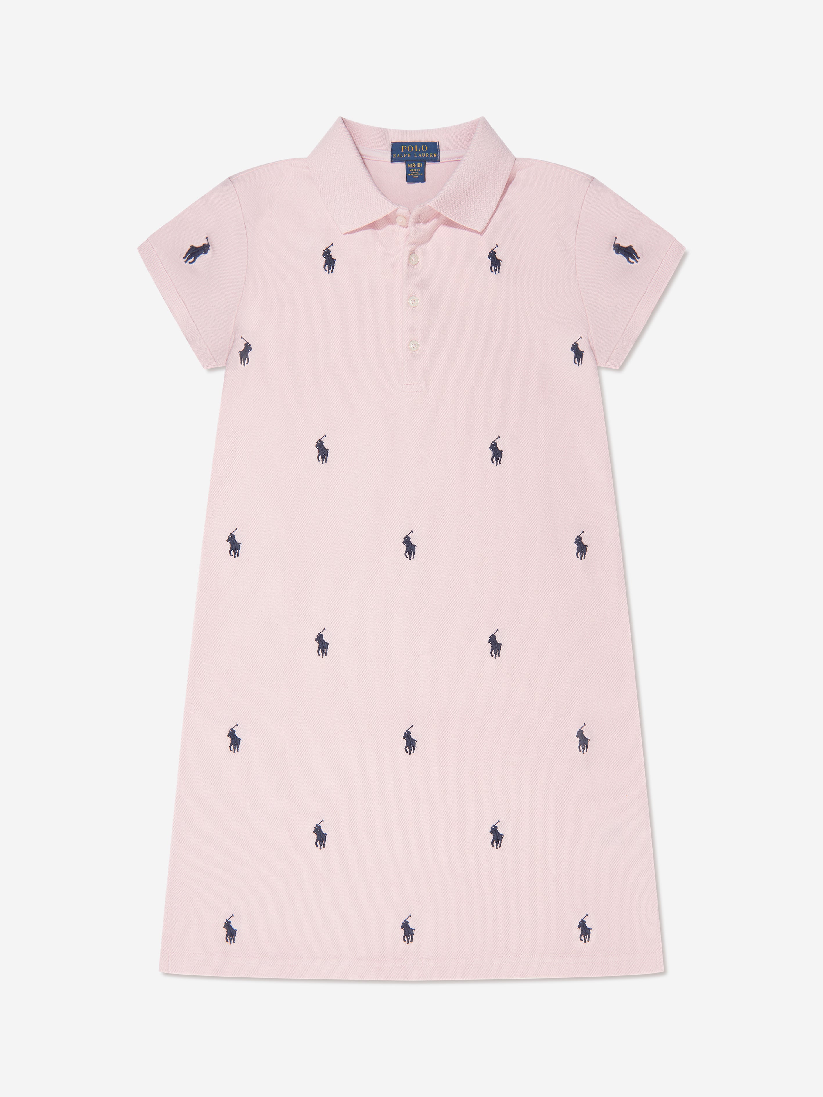 Girls Embroidered Polo Dress in Pink