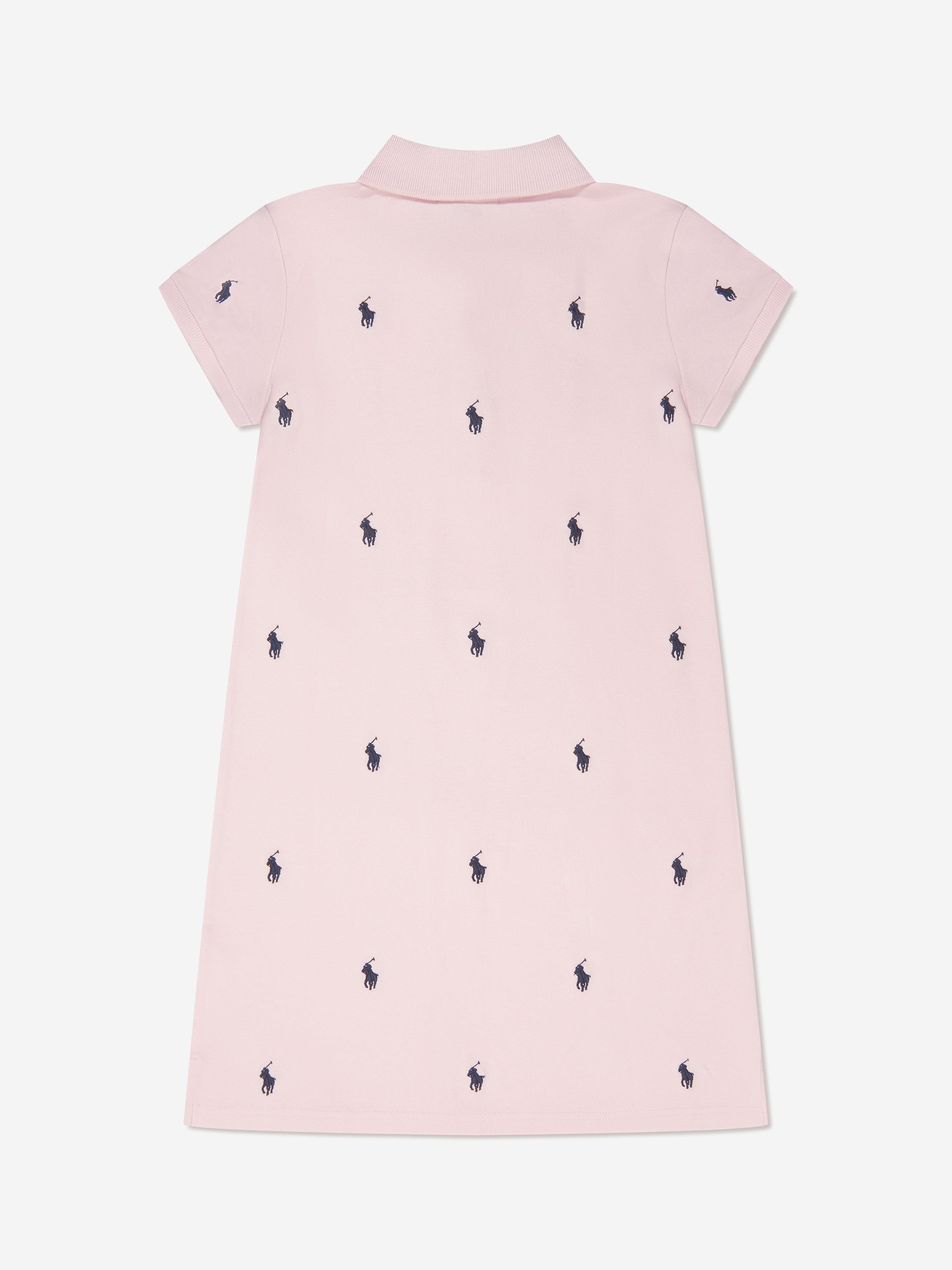 Girls Embroidered Polo Dress in Pink